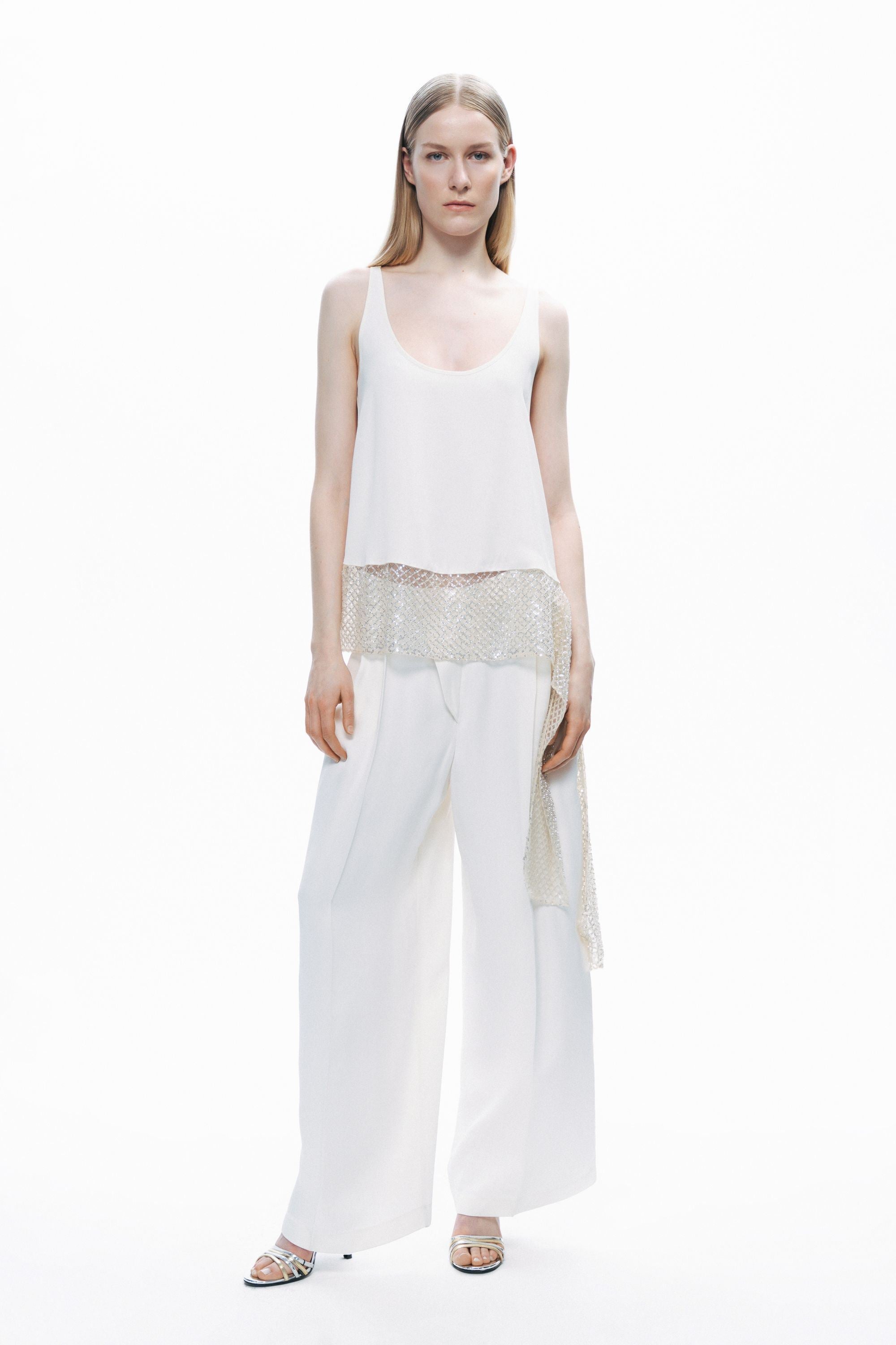 Ecru Tie Detail Blouse