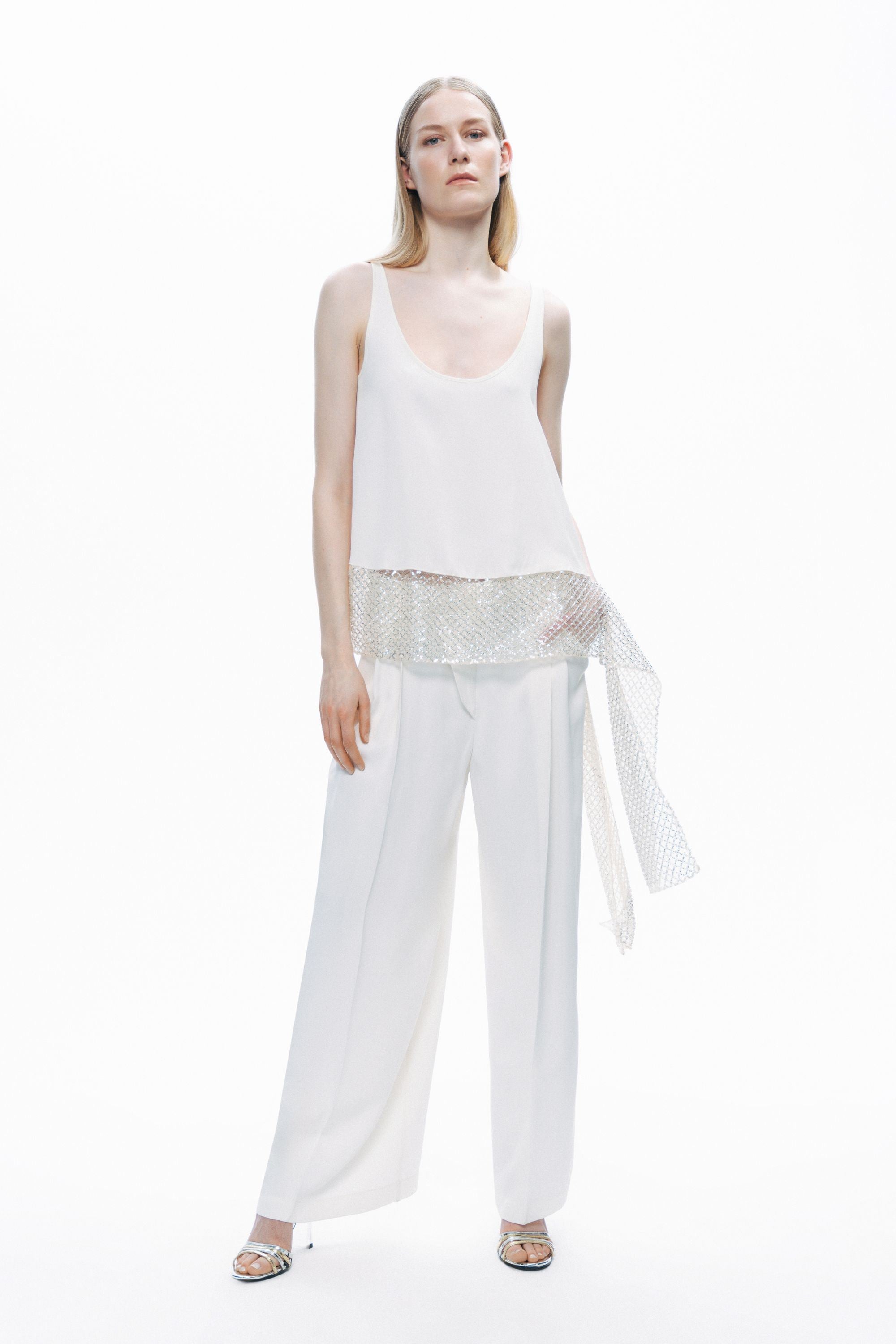 Ecru Tie Detail Blouse