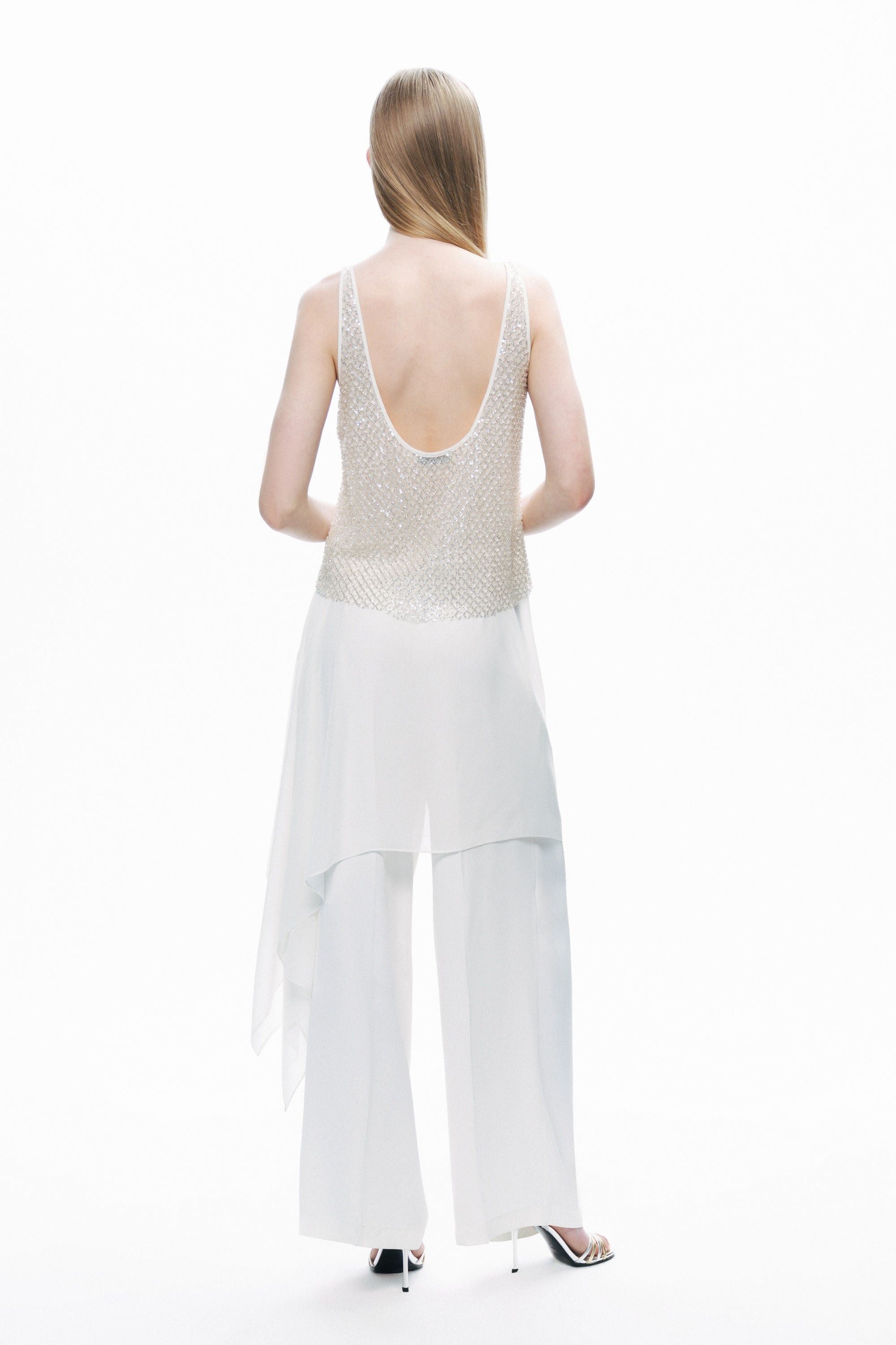 Ecru Crystal Stone Detailed Blouse