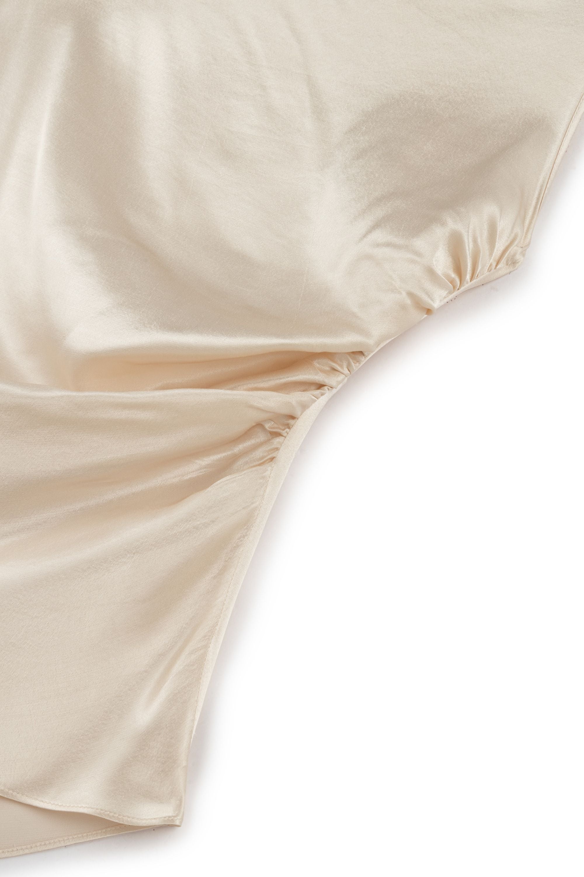 Powder Draped Open-Back Detail Blouse