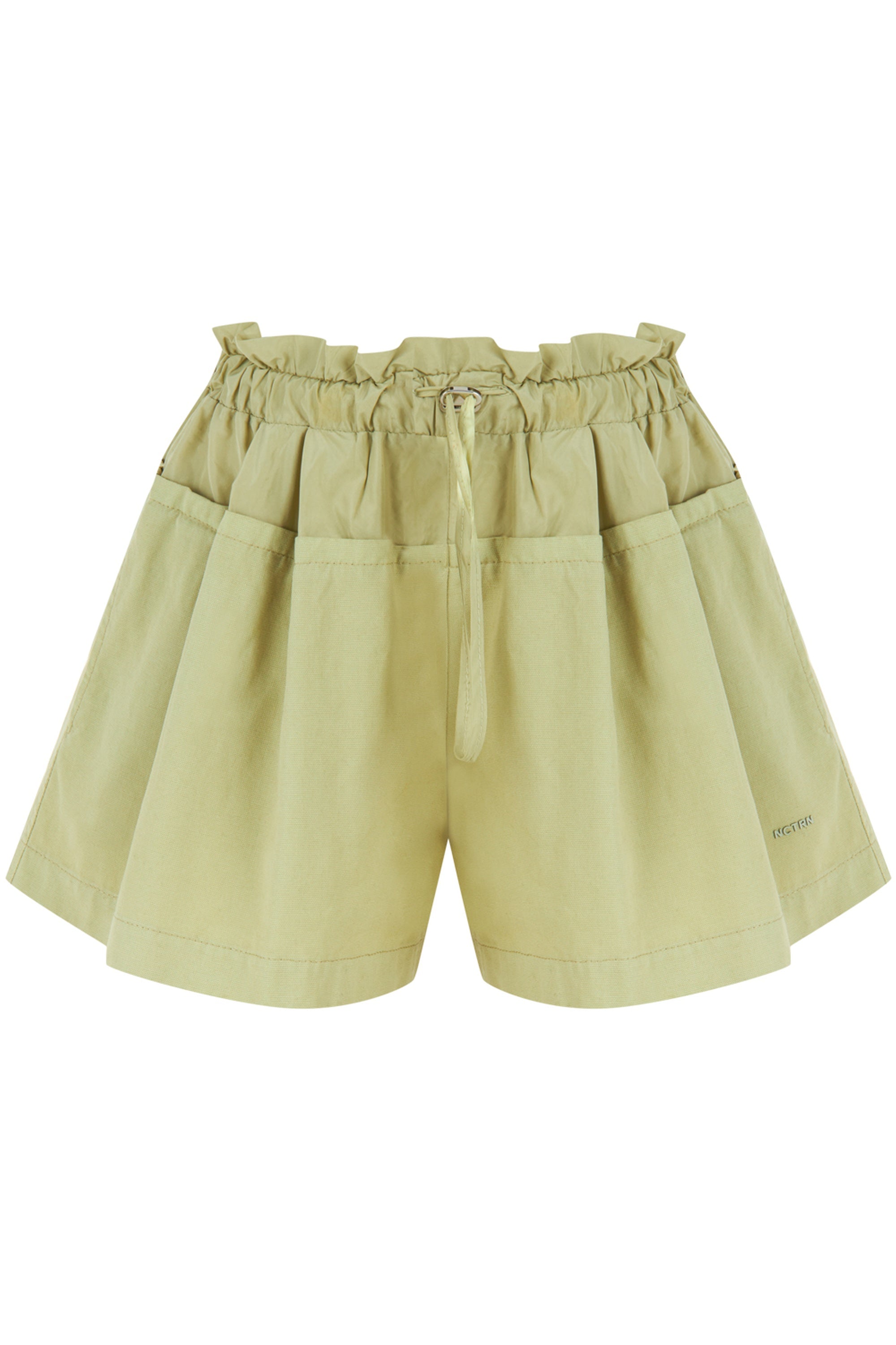 Olive Mini Shorts with Printed Details