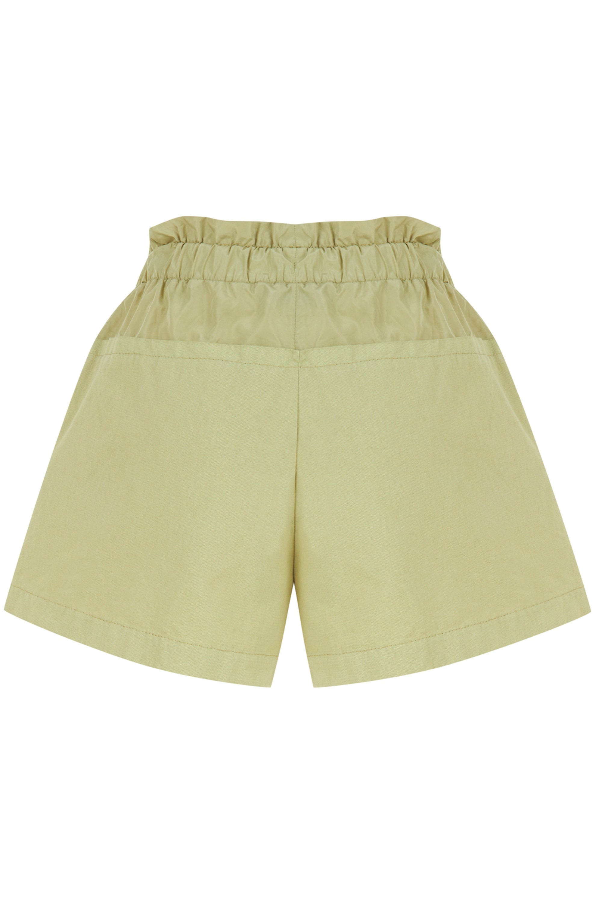 Olive Mini Shorts with Printed Details