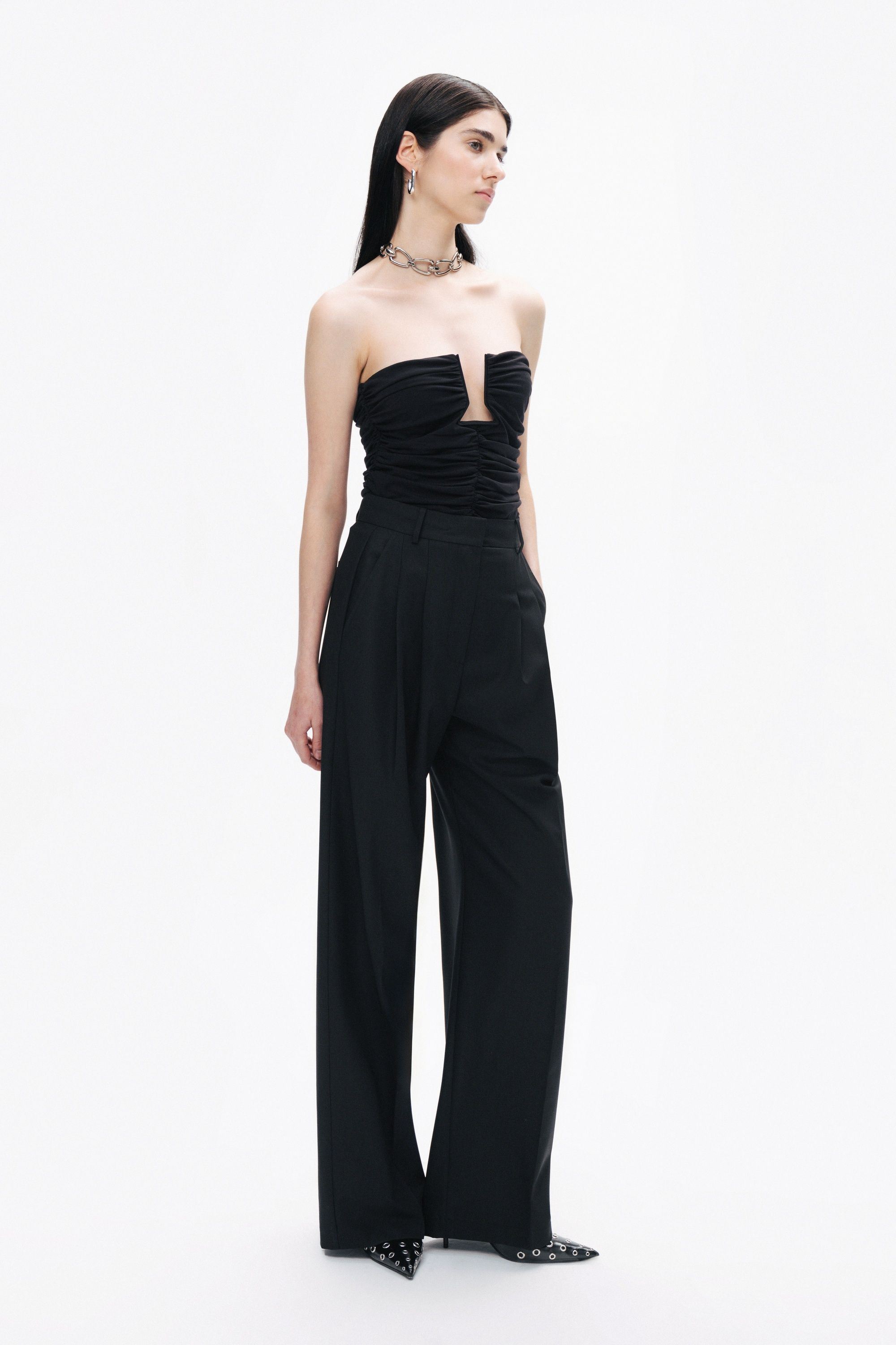 Black Drape-Designed Crop Top
