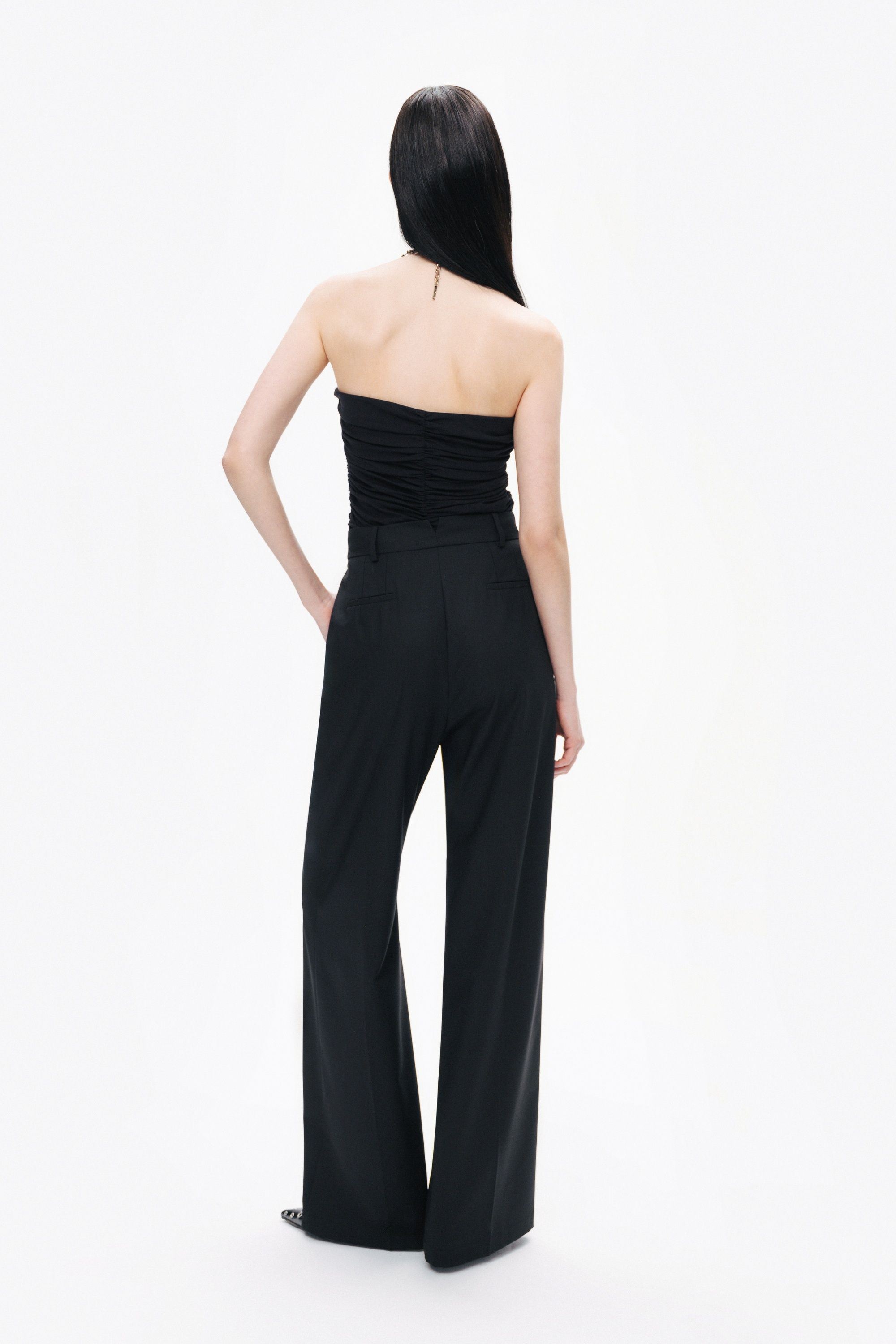 Black Drape-Designed Crop Top