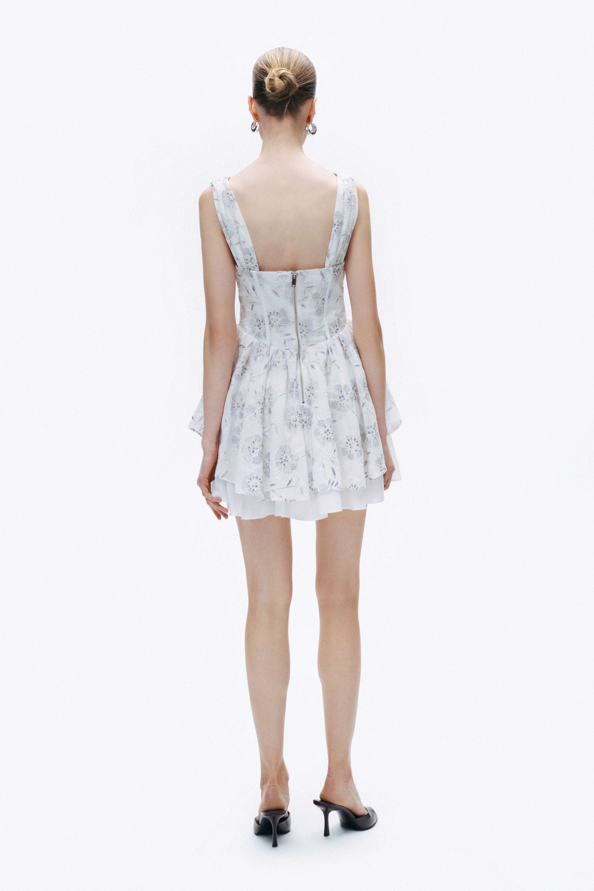 Corset Look Broderie Floral Mini Dress