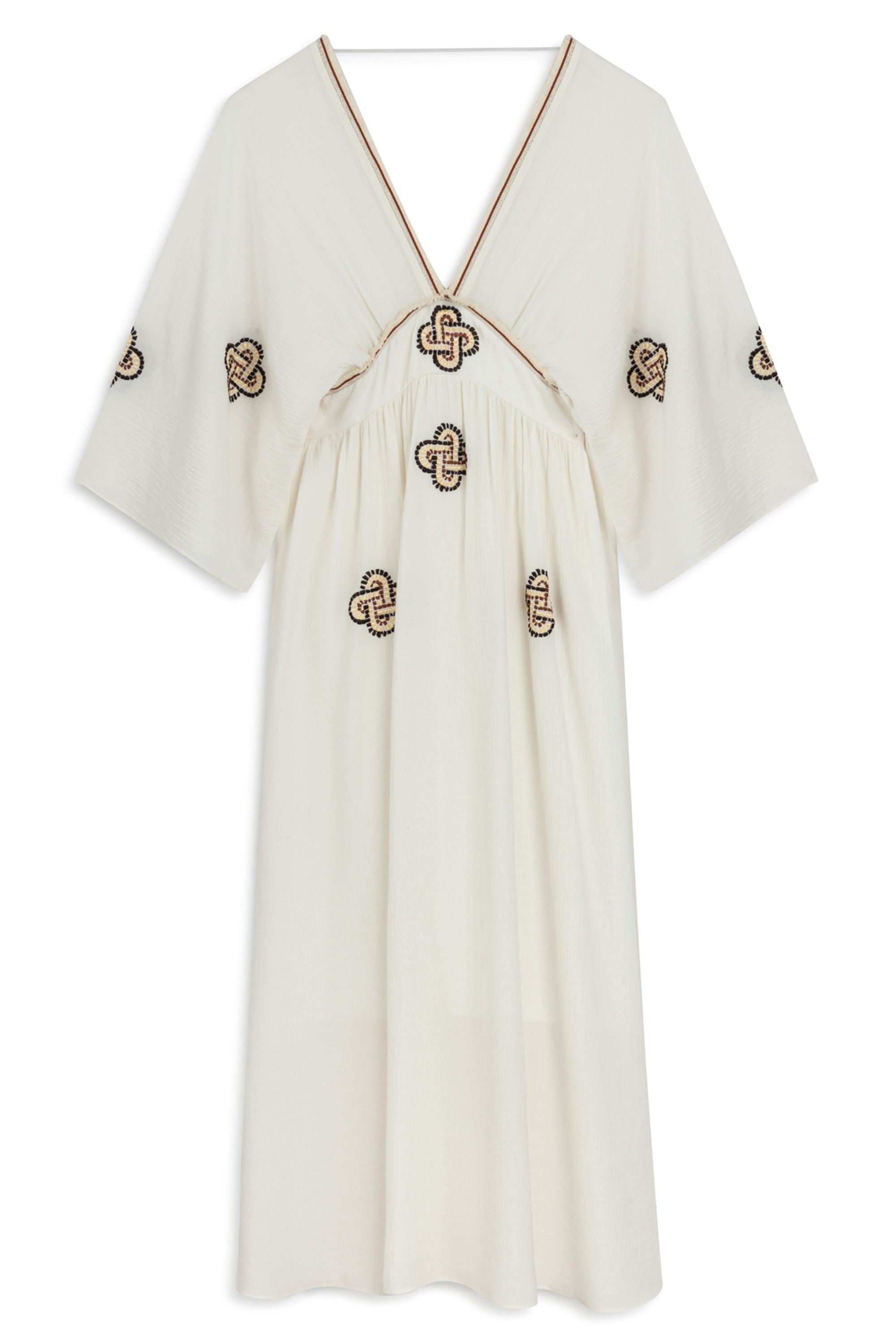 Ecru Maxi Dress with Embroidery Details