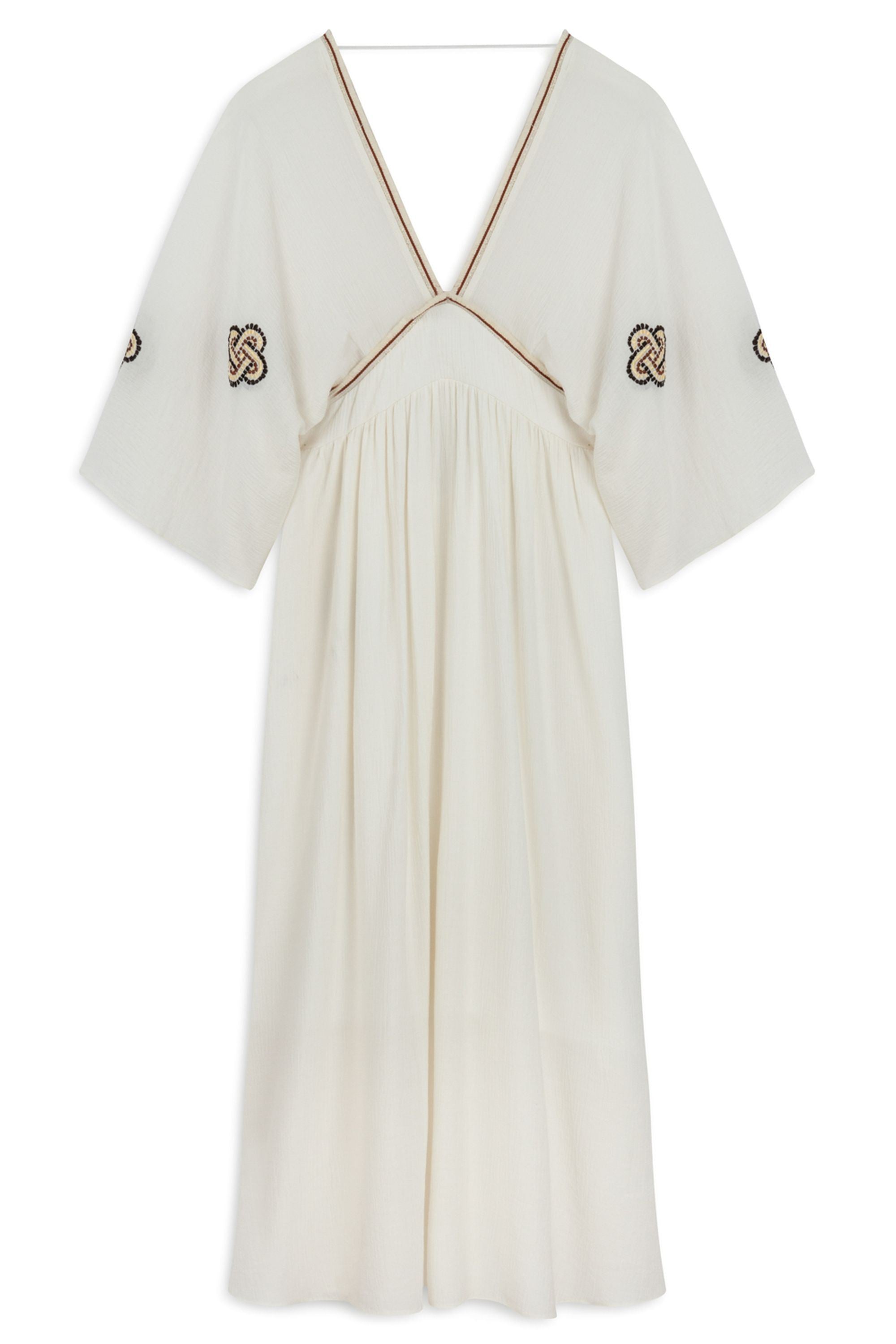 Ecru Maxi Dress with Embroidery Details