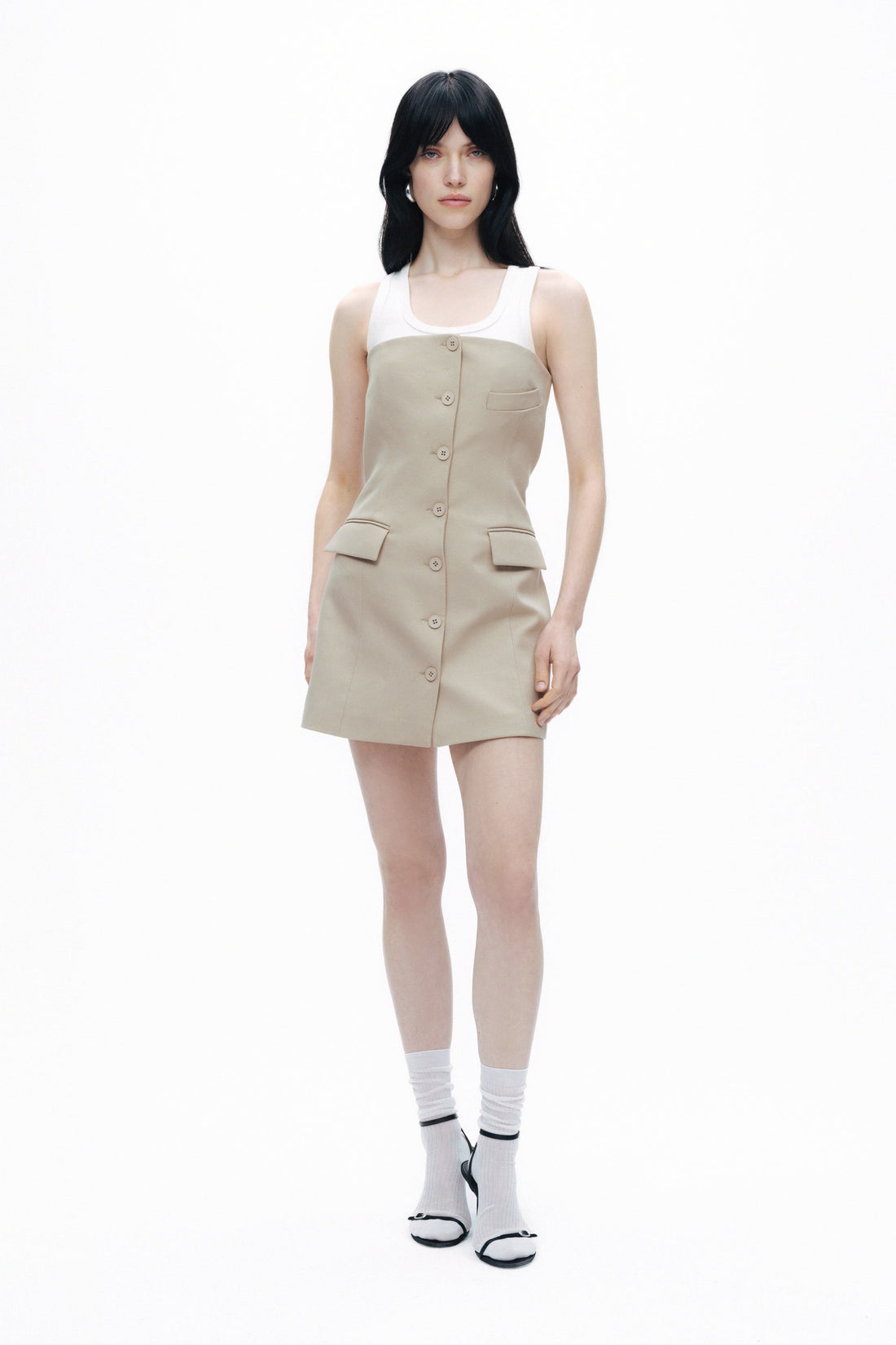 Beige Strapless Mini Dress