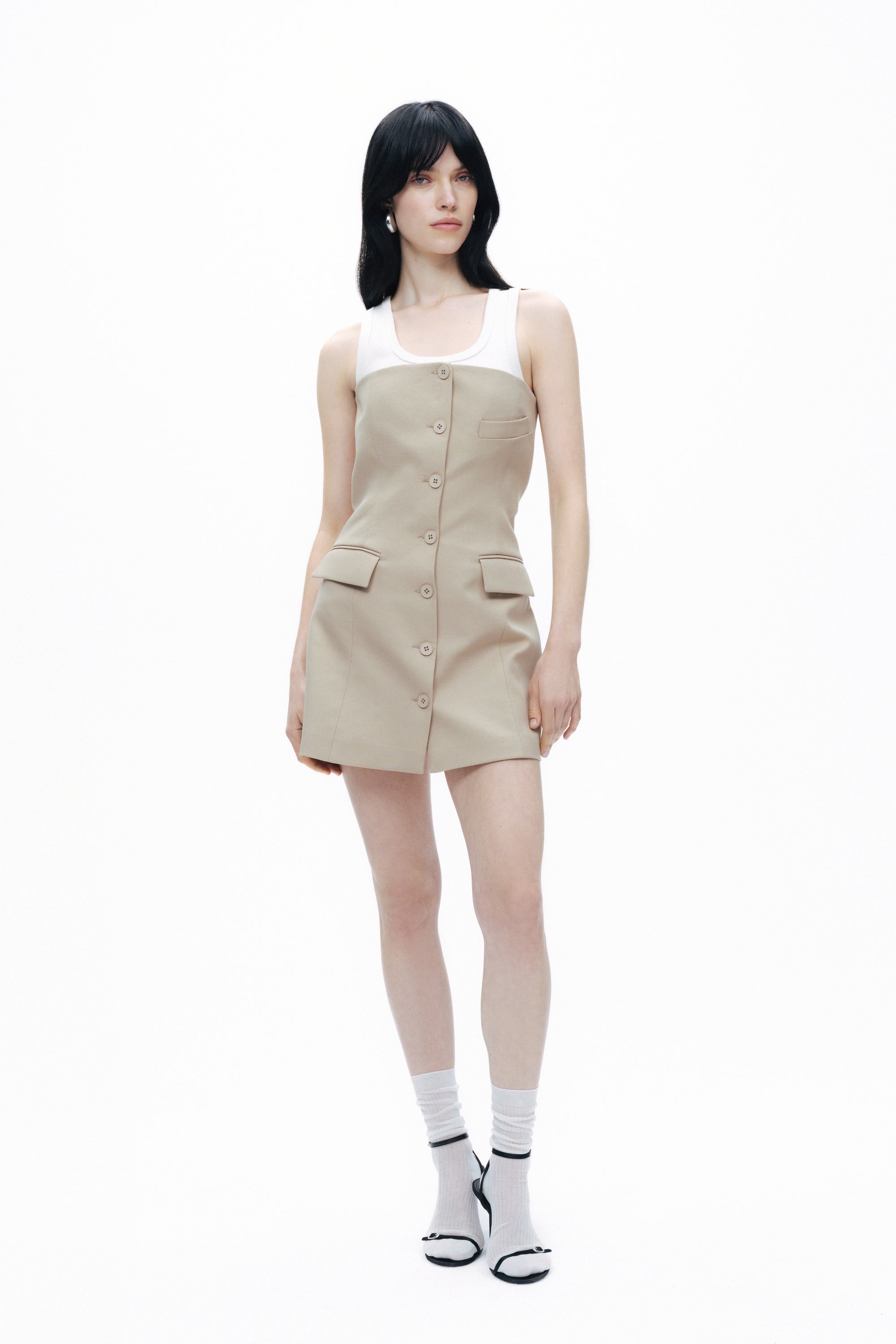 Beige Strapless Mini Dress