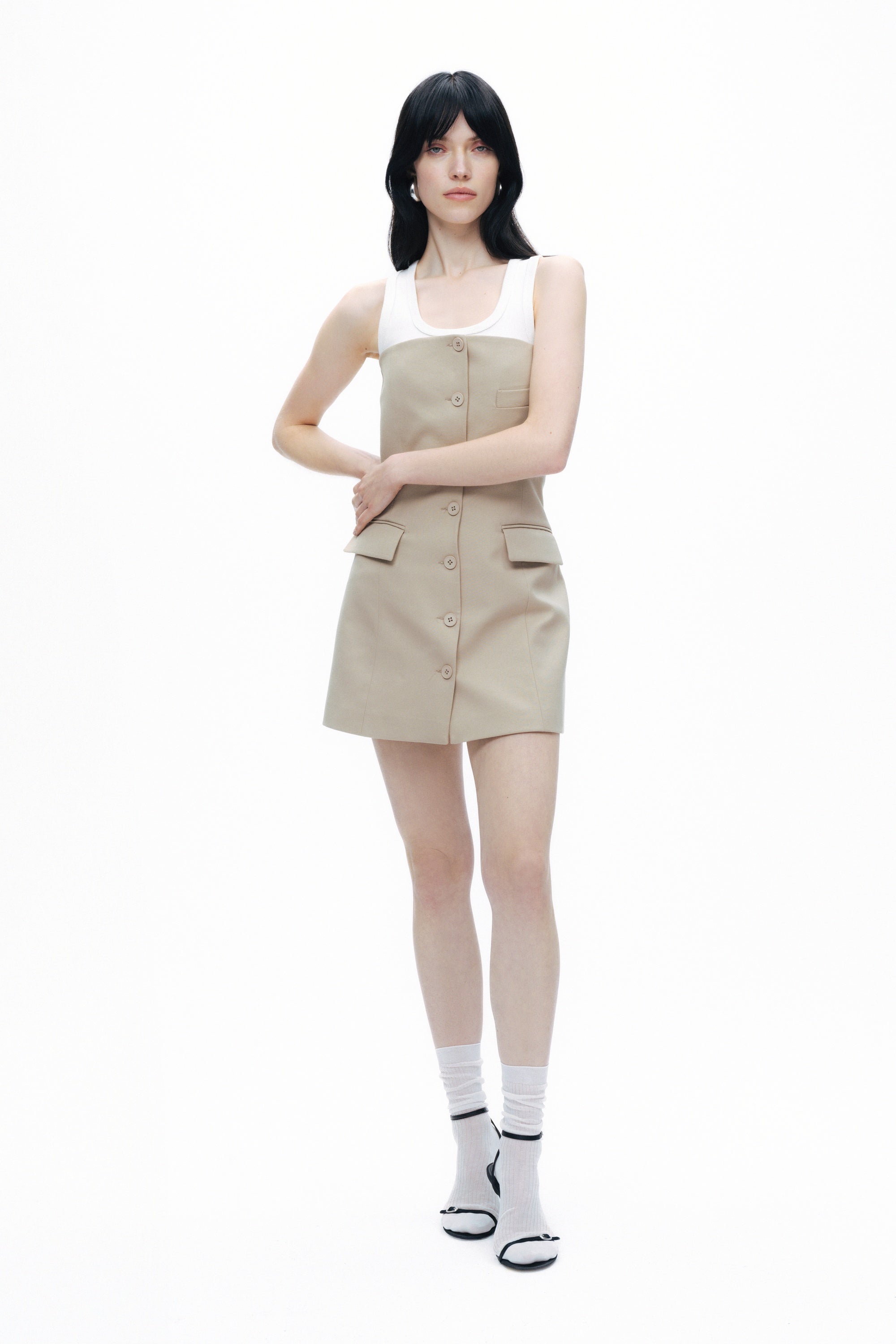 Beige Strapless Mini Dress