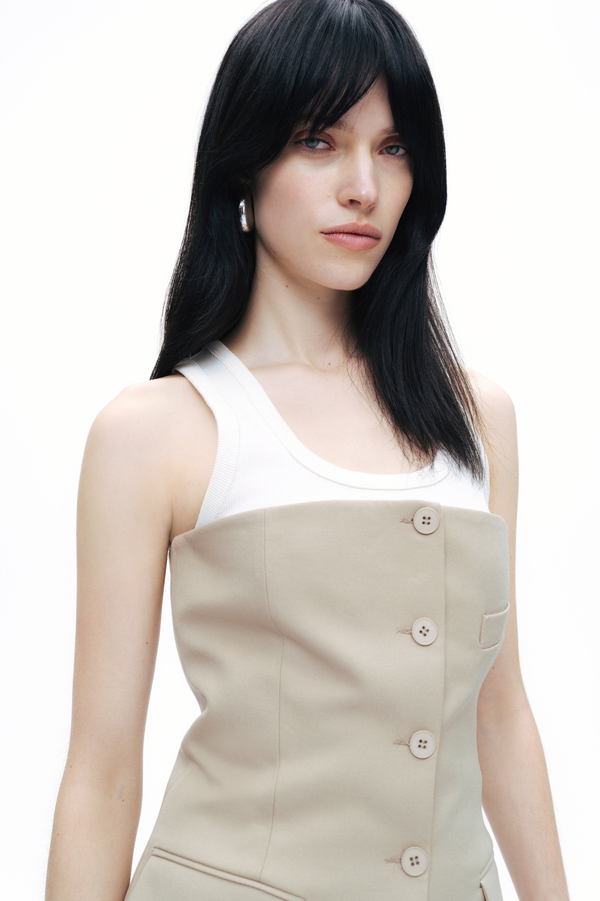 Beige Strapless Mini Dress