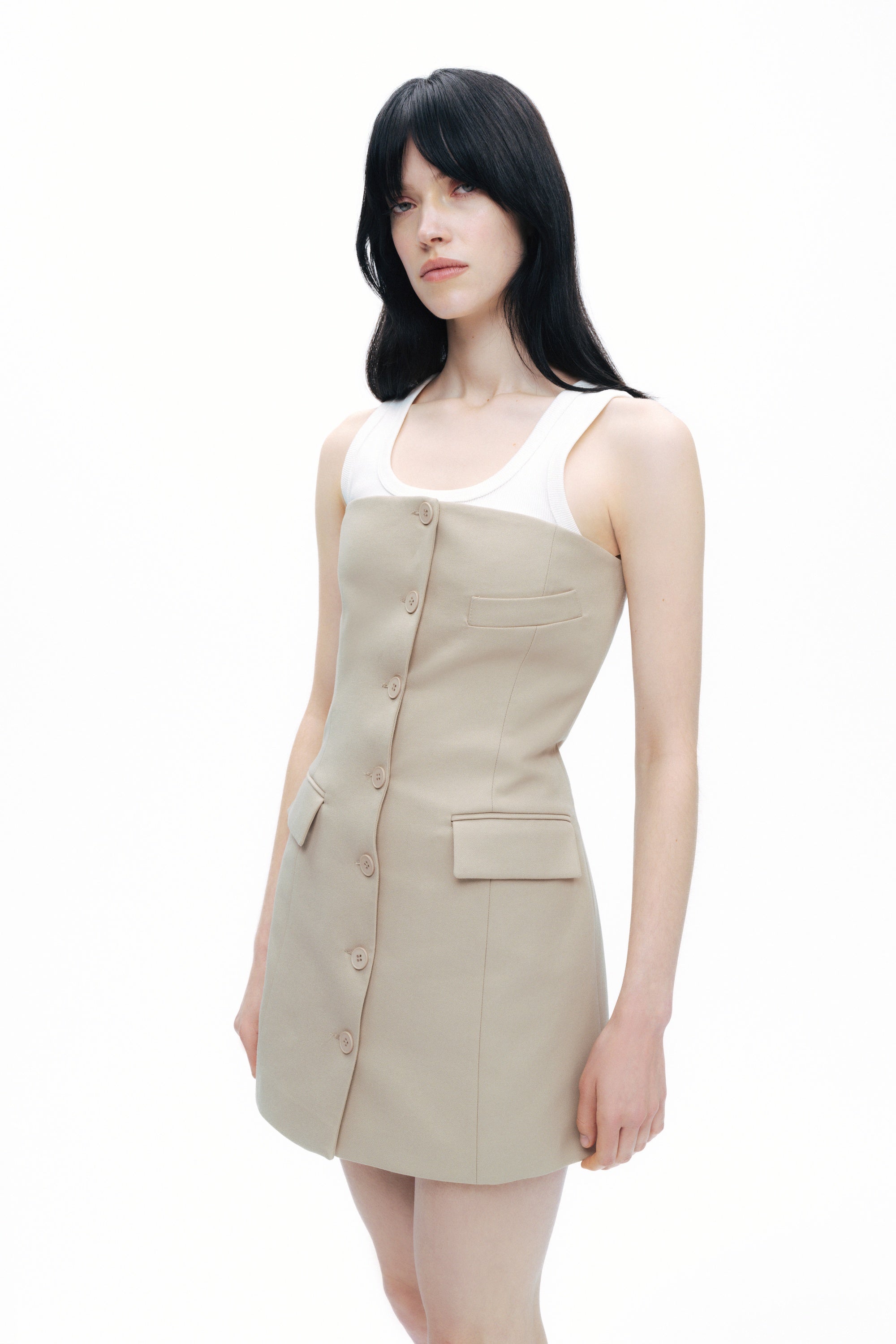 Beige Strapless Mini Dress