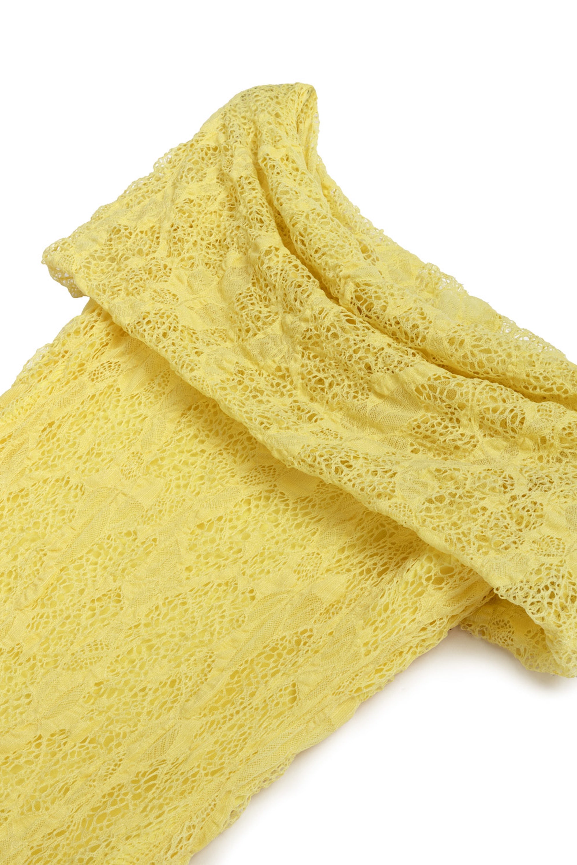 Yellow Off-The-Shoulder Lace Detailed Maxi Dress