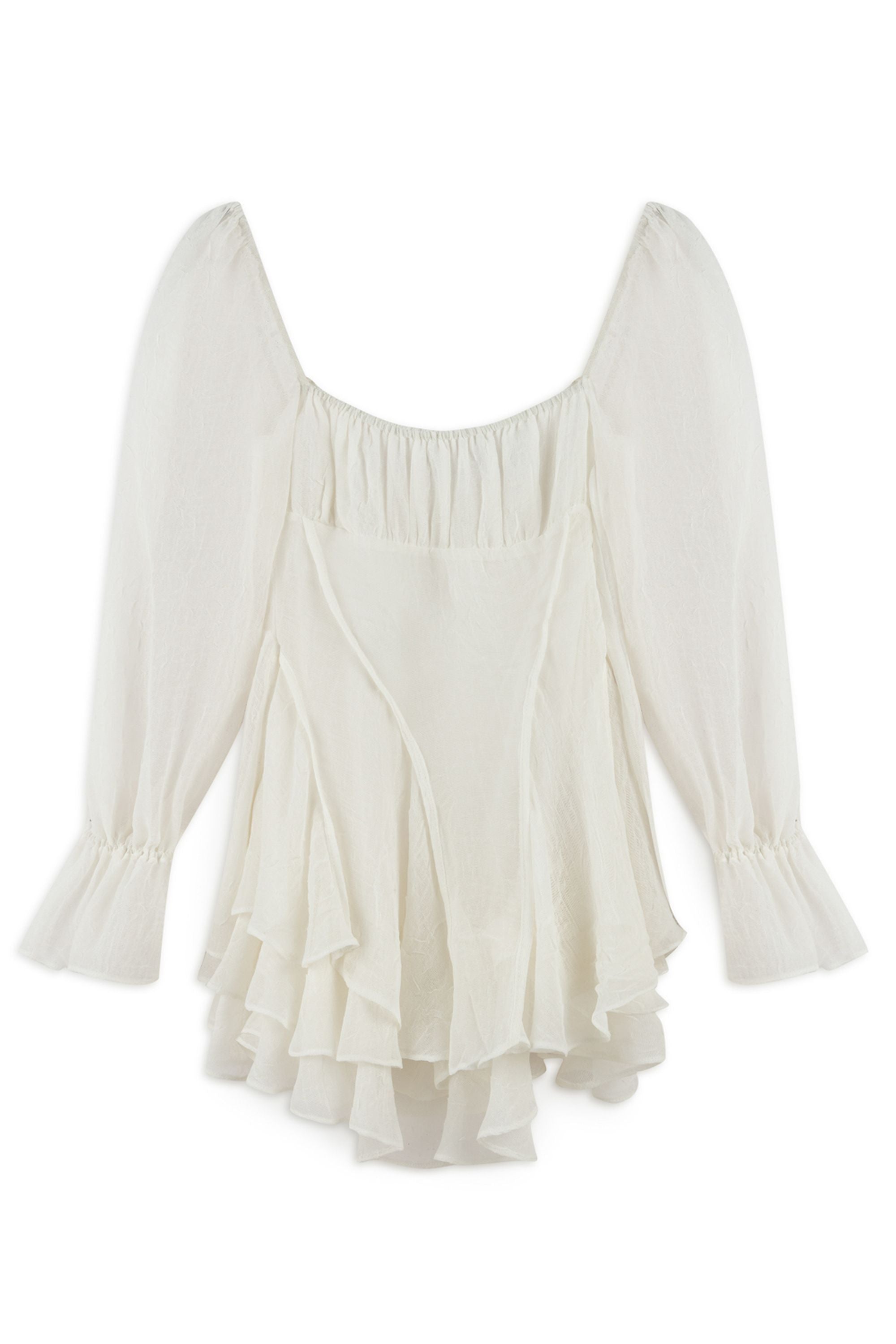 Ecru Ruffle Mini Dress