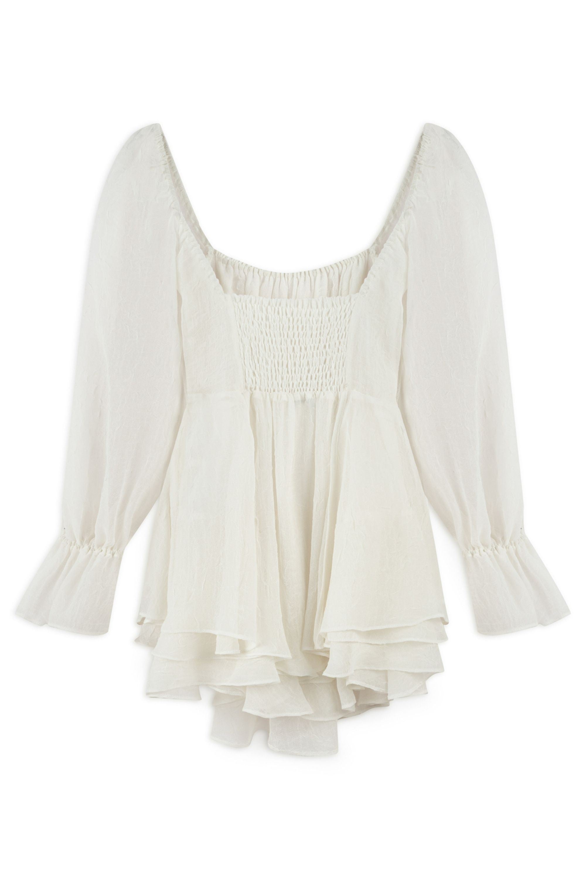 Ecru Ruffle Mini Dress