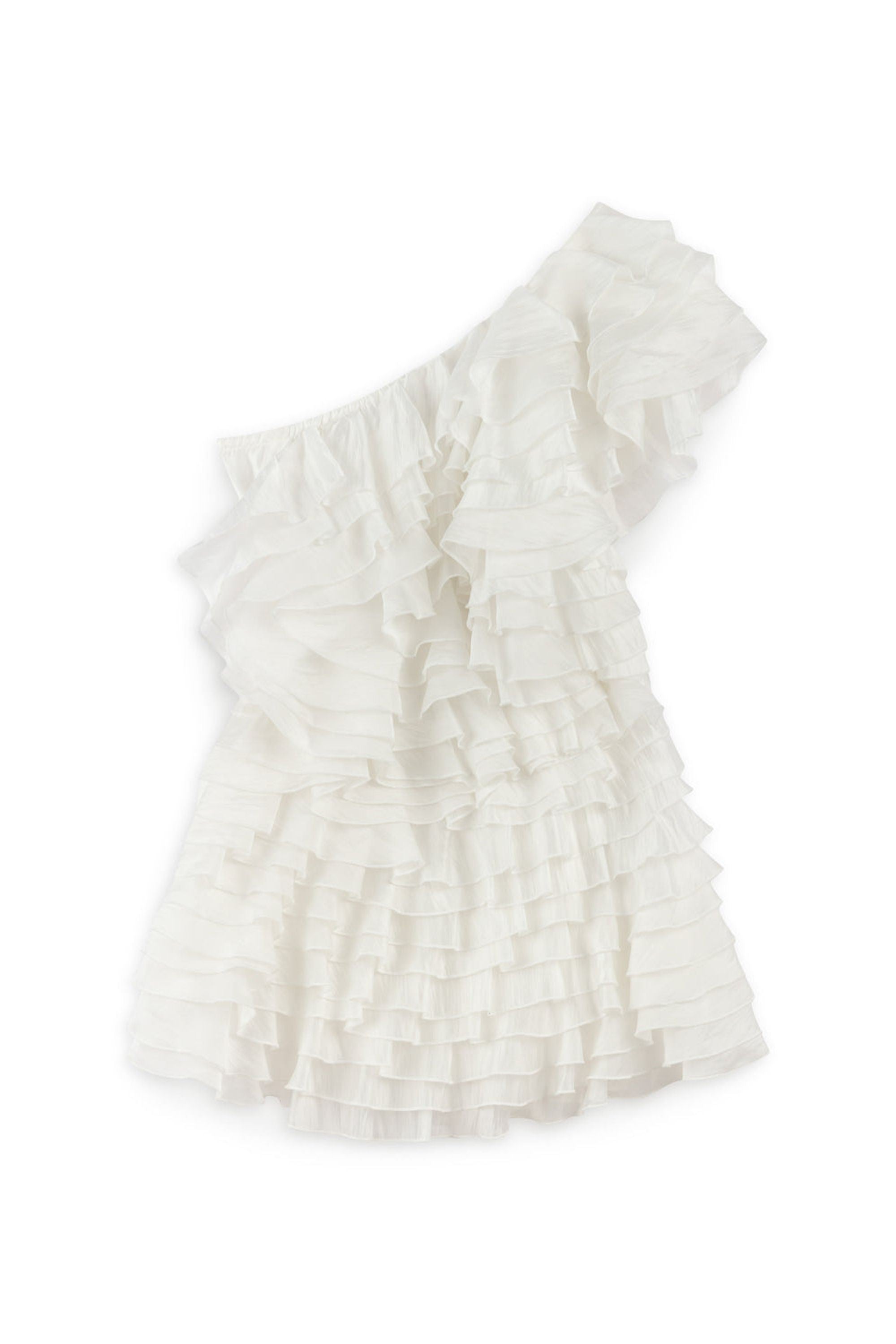 Ecru Mini Dress with Layered Ruffle Details