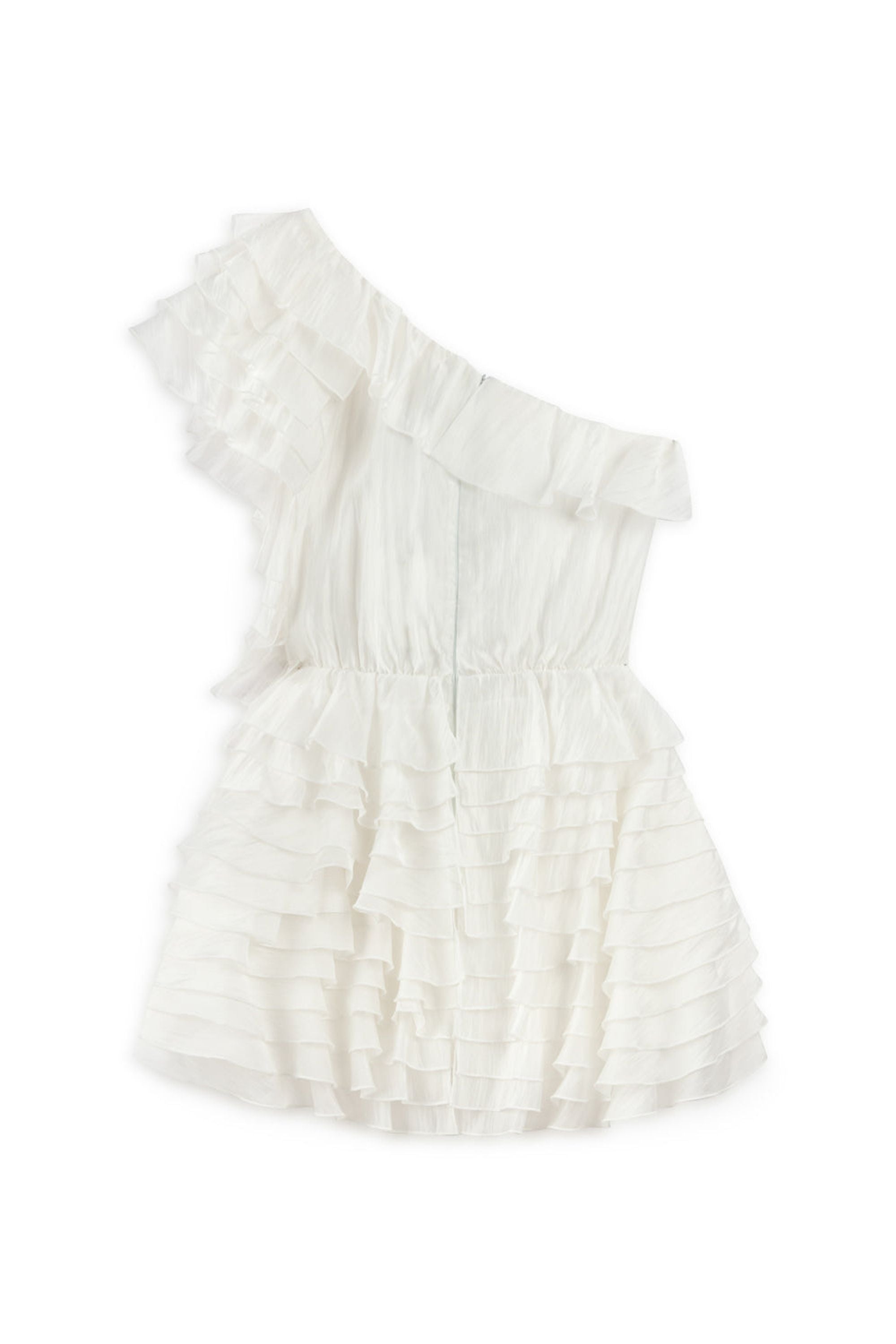 Ecru Mini Dress with Layered Ruffle Details