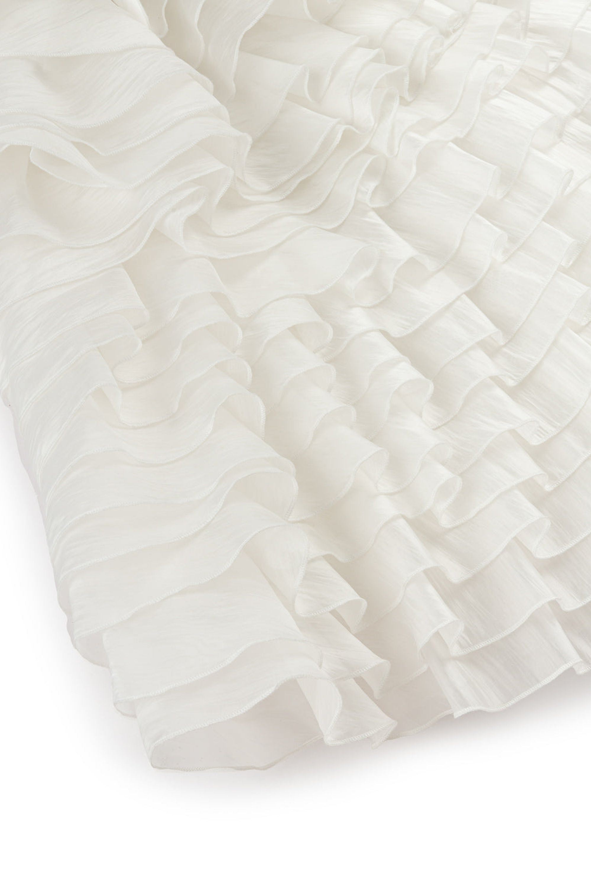 Ecru Mini Dress with Layered Ruffle Details