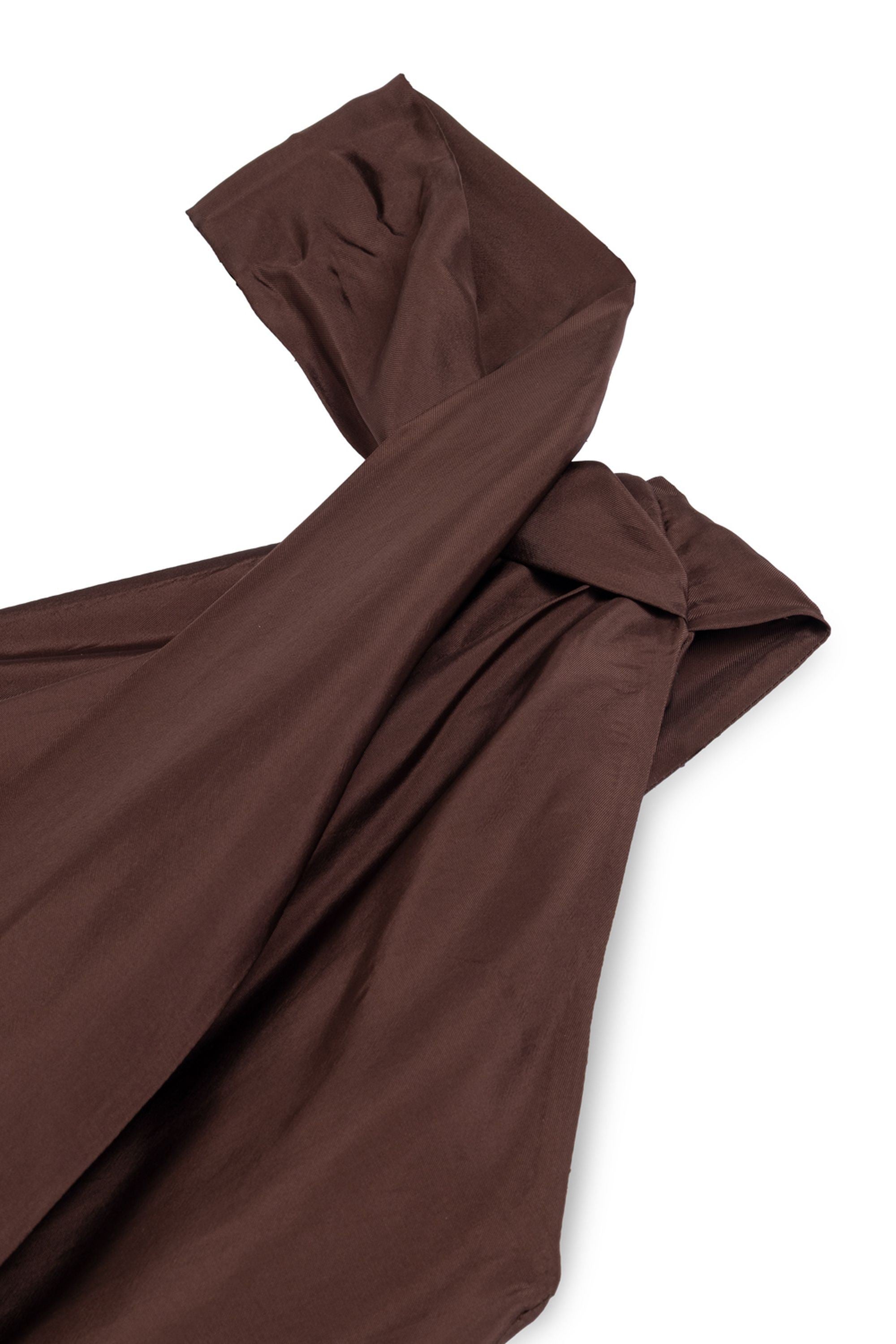 Dark Brown Shawl Drape Back Maxi Dress