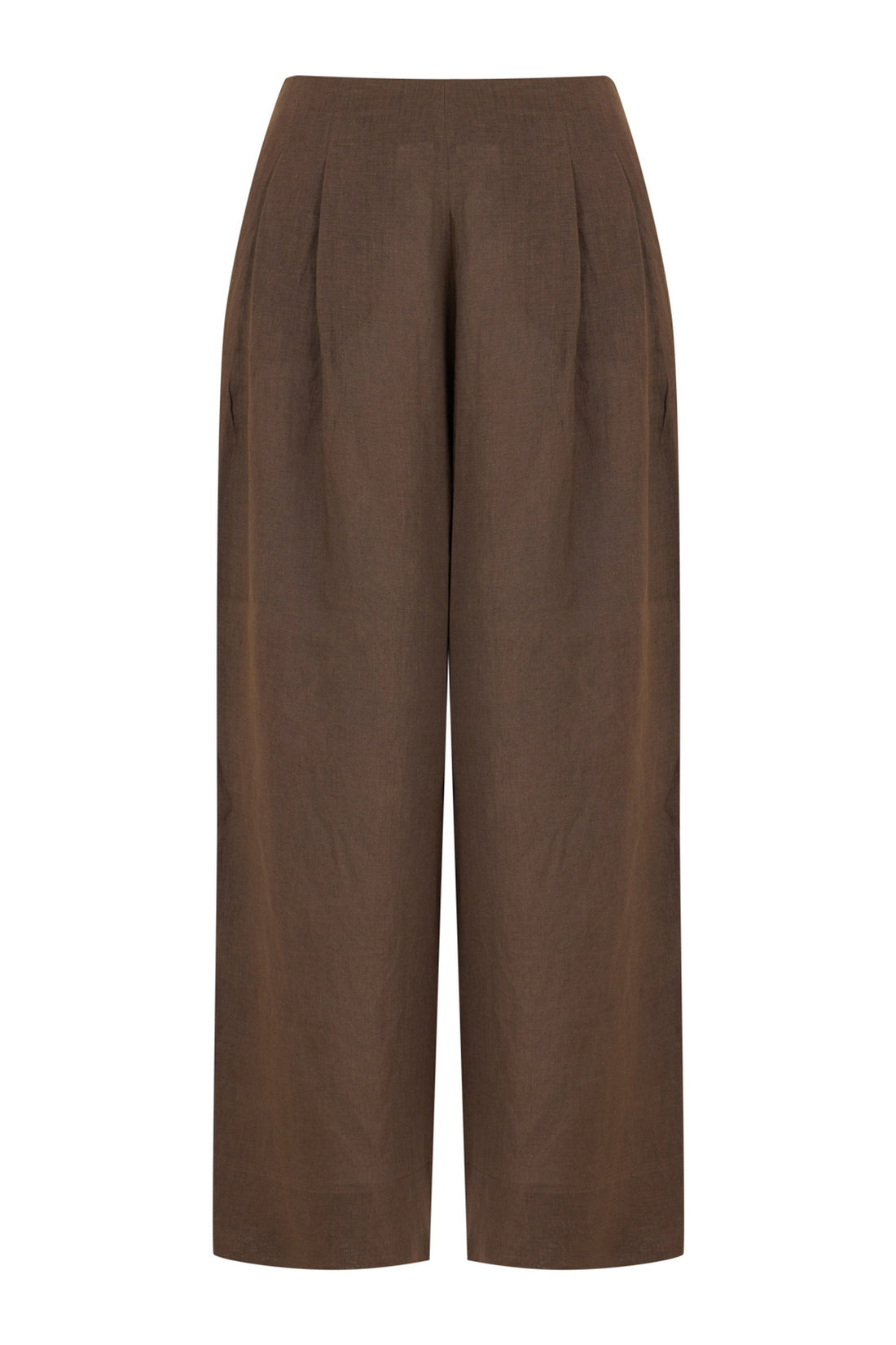 Coffee Linen Pleated Pants