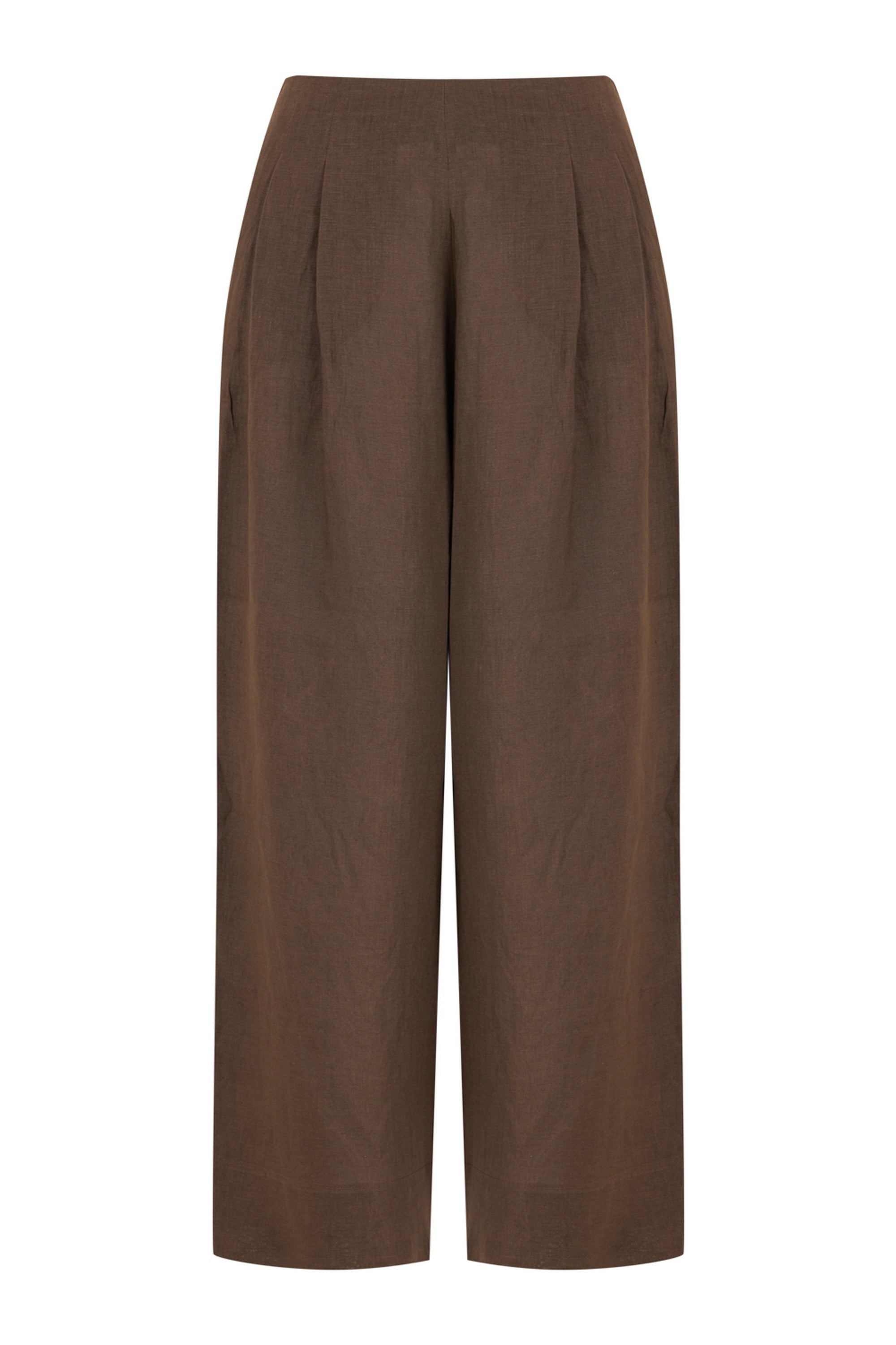 Coffee Linen Pleated Pants