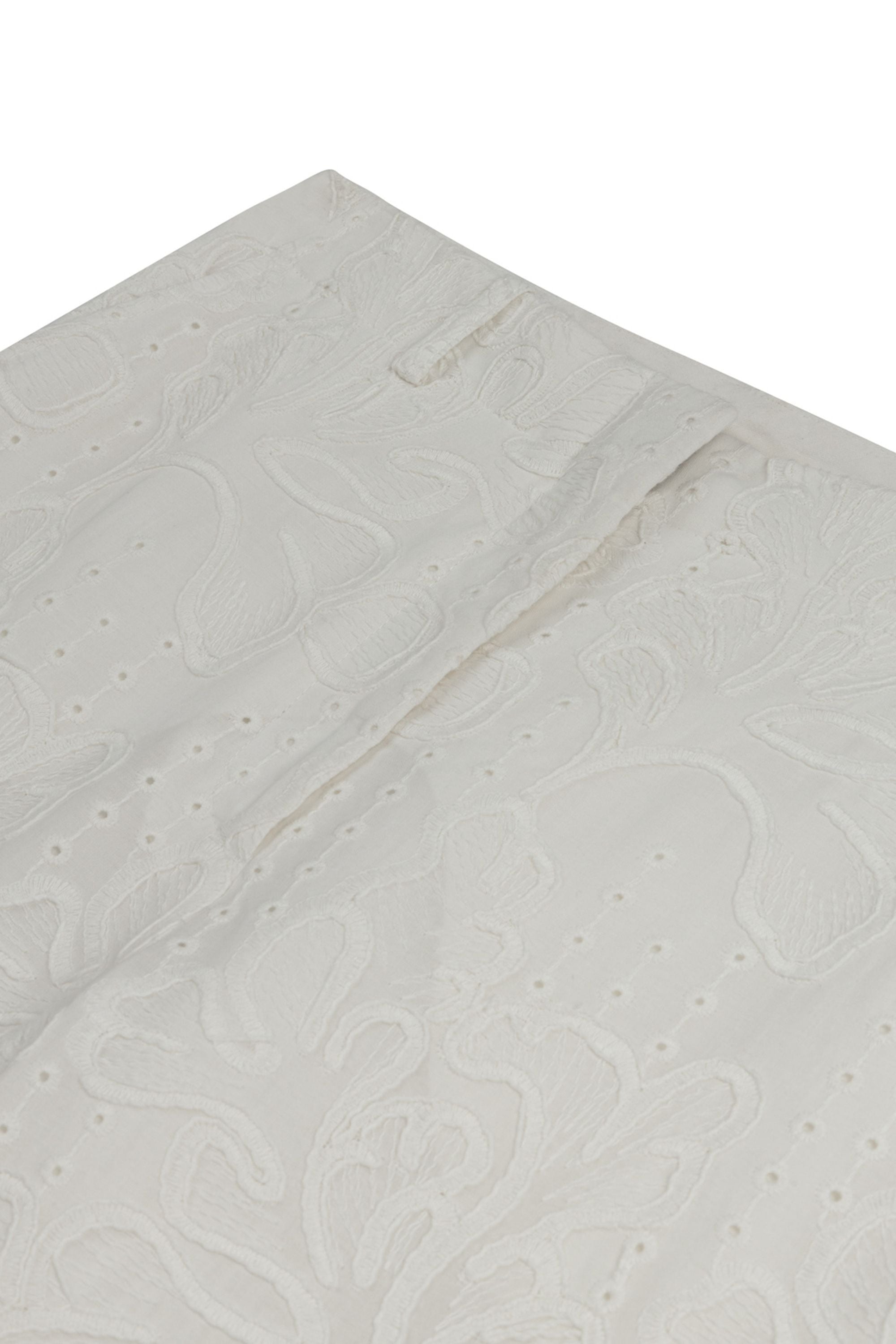 Off - White Floral Embroidered Trousers