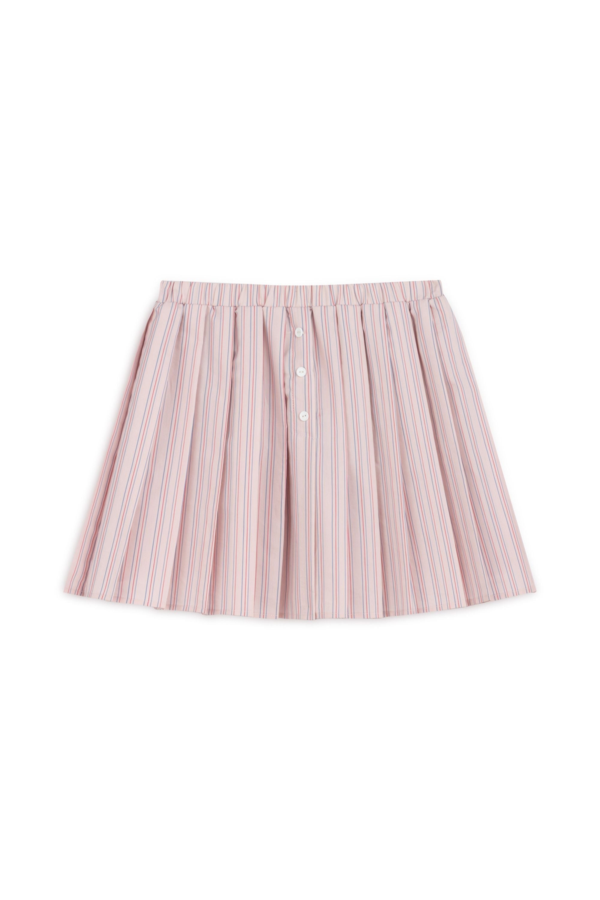 Pink Striped Pleated Mini Skirt