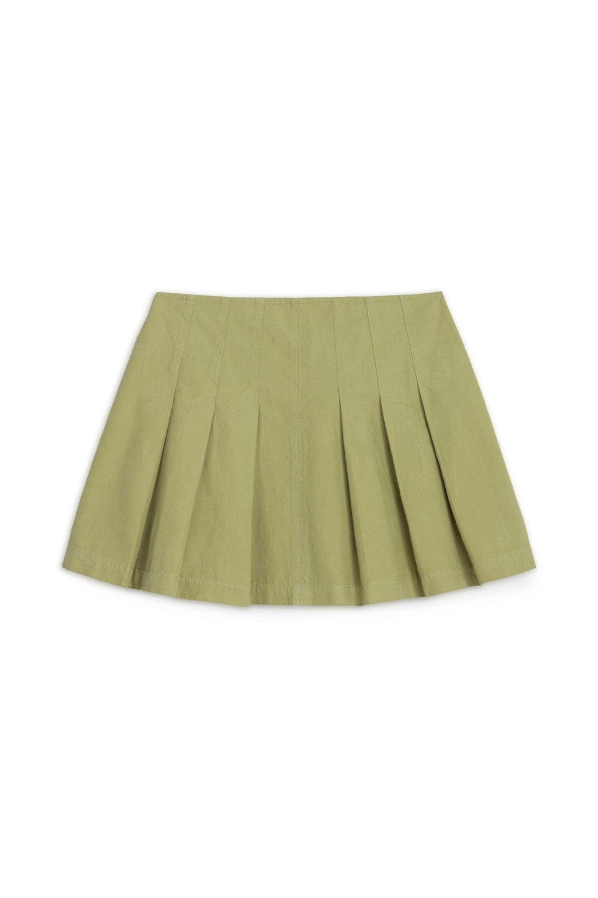 Olive Pleated Mini Skirt