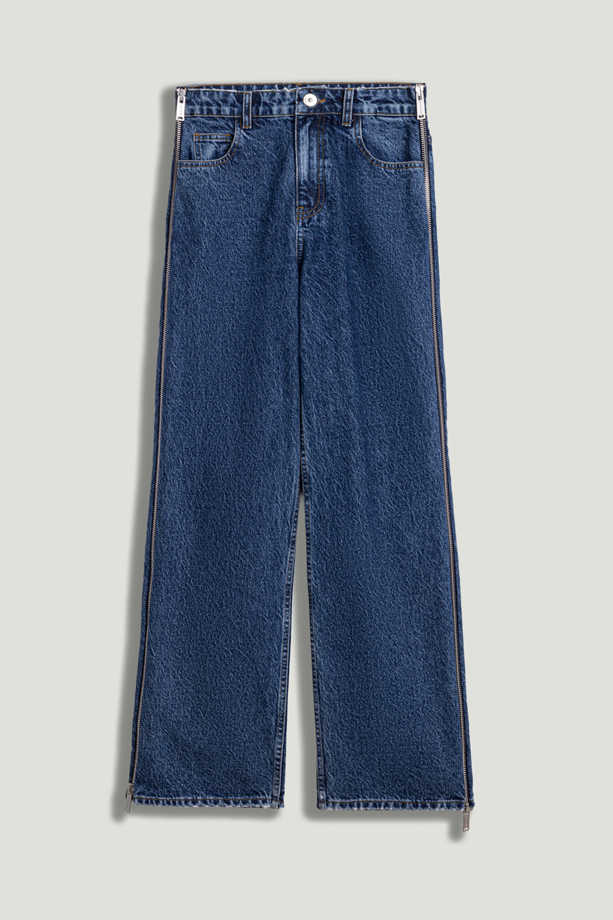 Zip Accent Straight-Leg Denim Pants