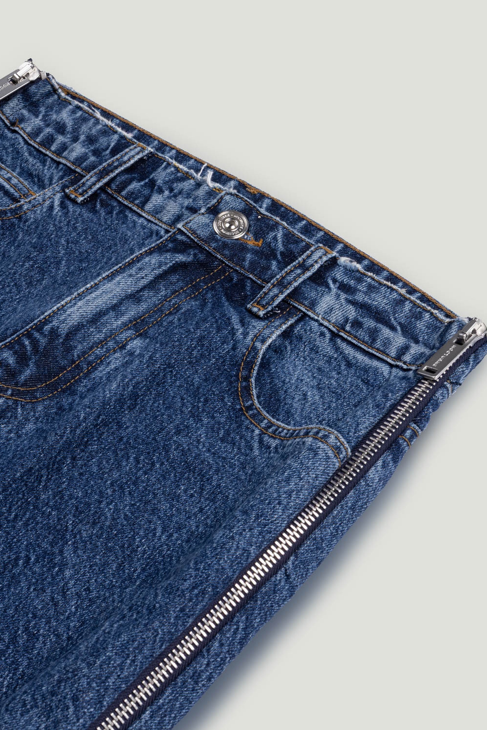 Zip Accent Straight-Leg Denim Pants