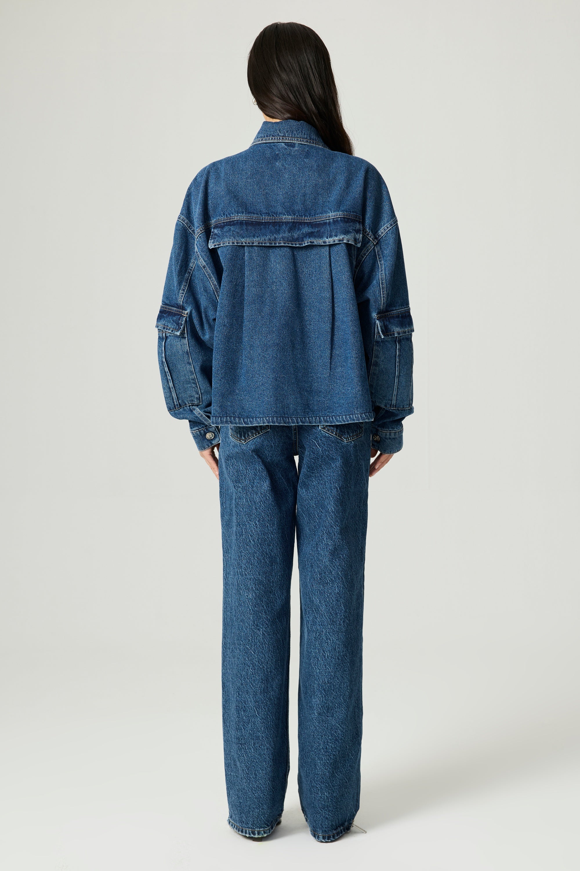 Zip Accent Straight-Leg Denim Pants