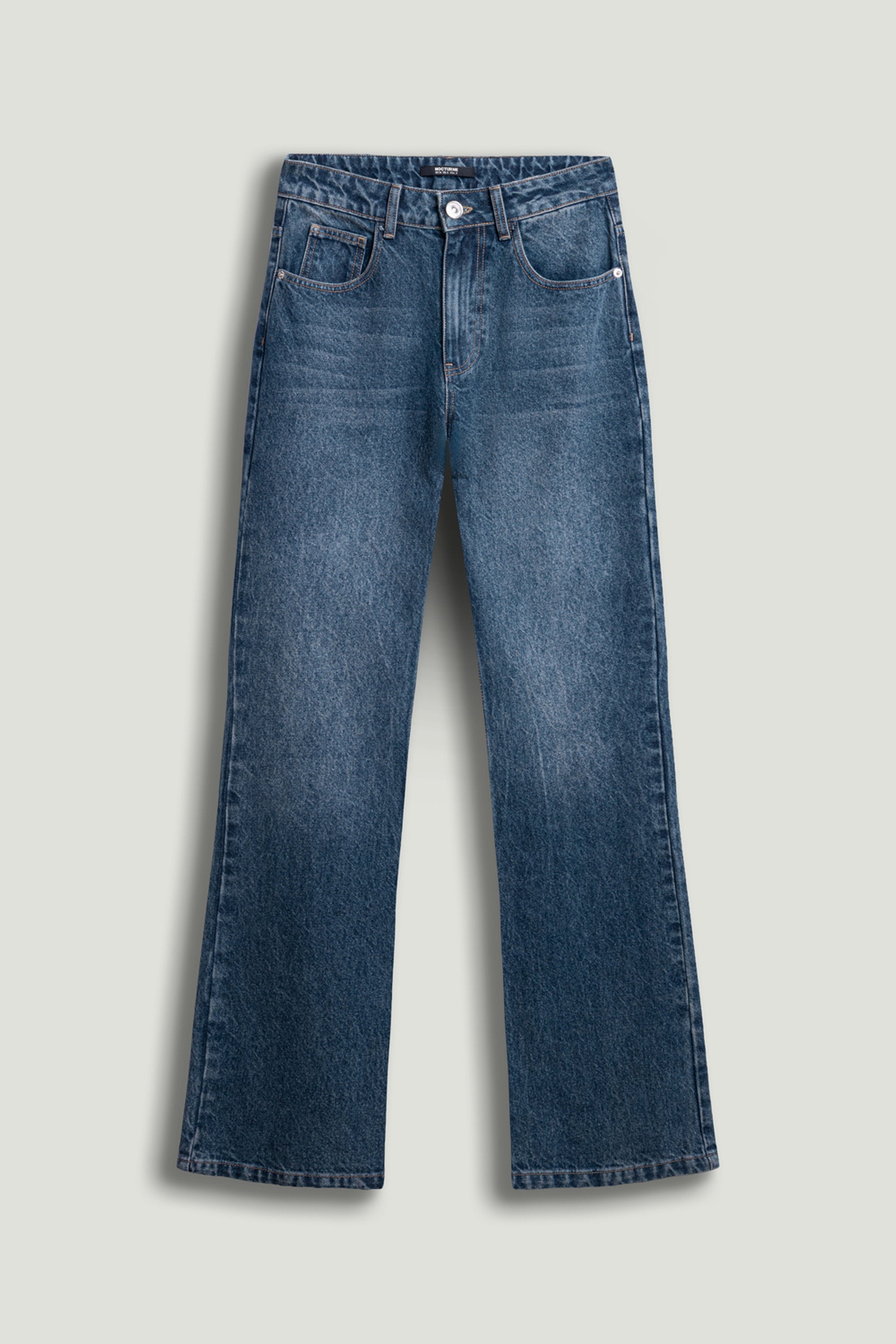 Zippered Flare-Leg Denim Pants