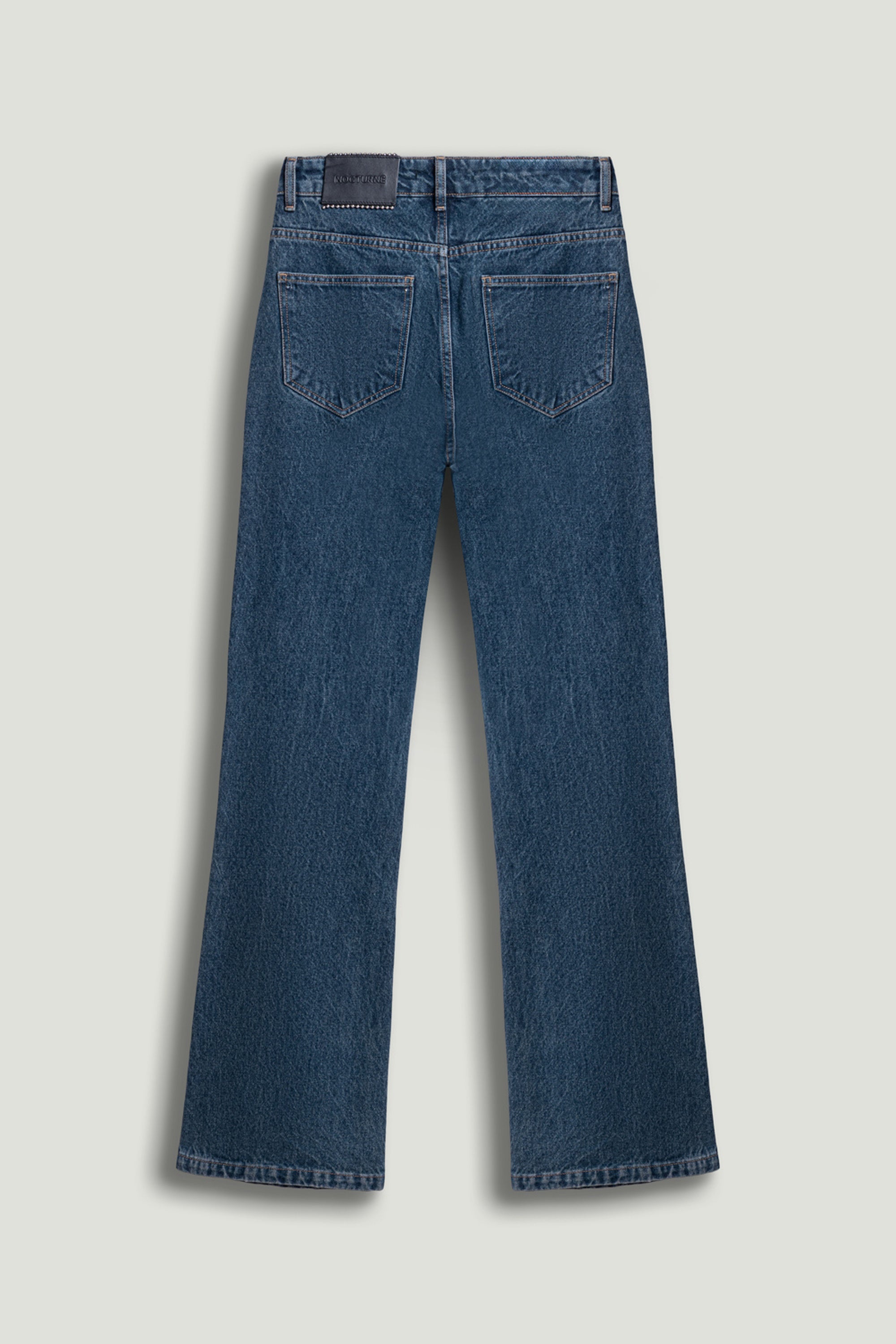 Zippered Flare-Leg Denim Pants