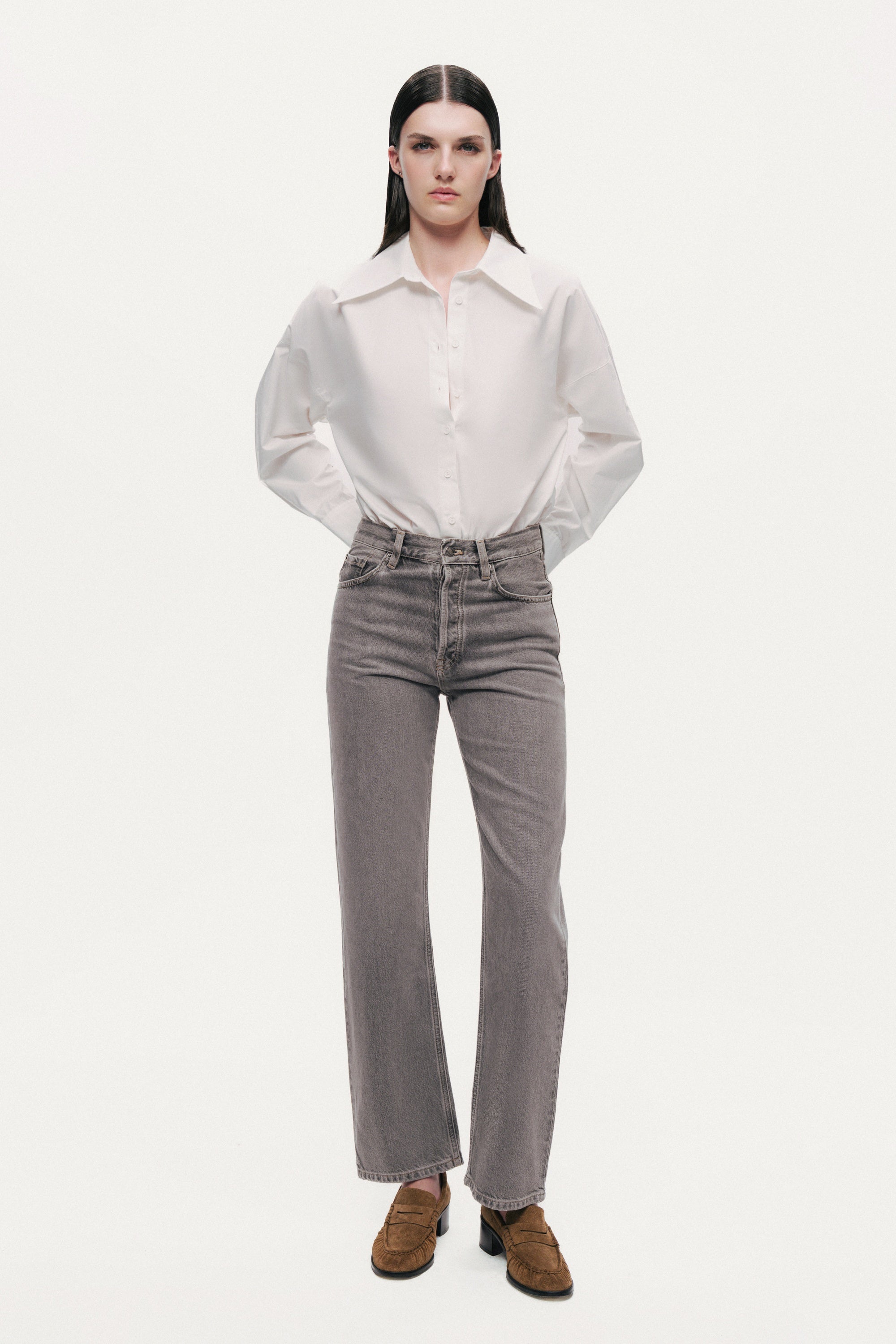 Washed Straight-Leg Jeans