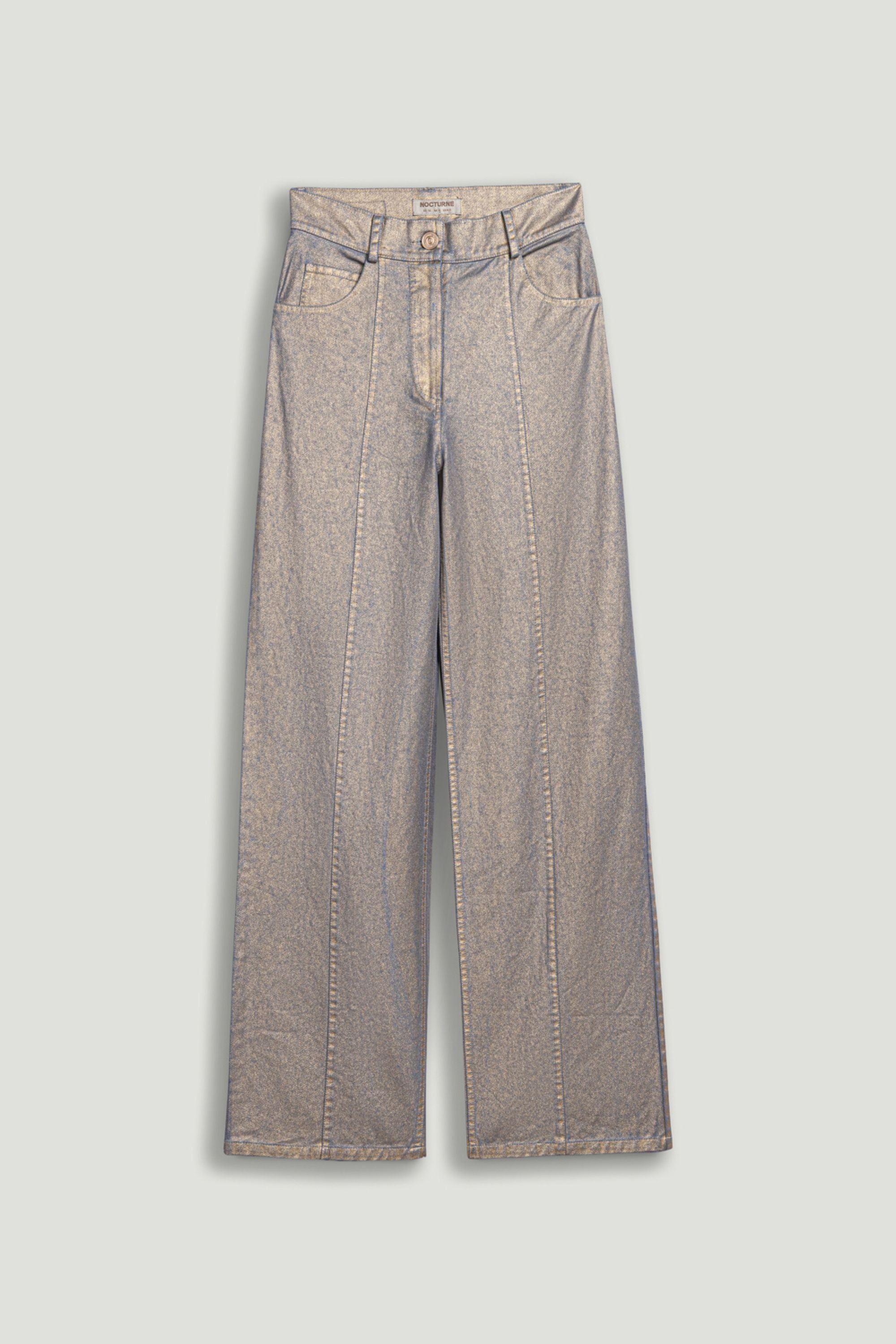 Metallic Straight-Leg Jeans