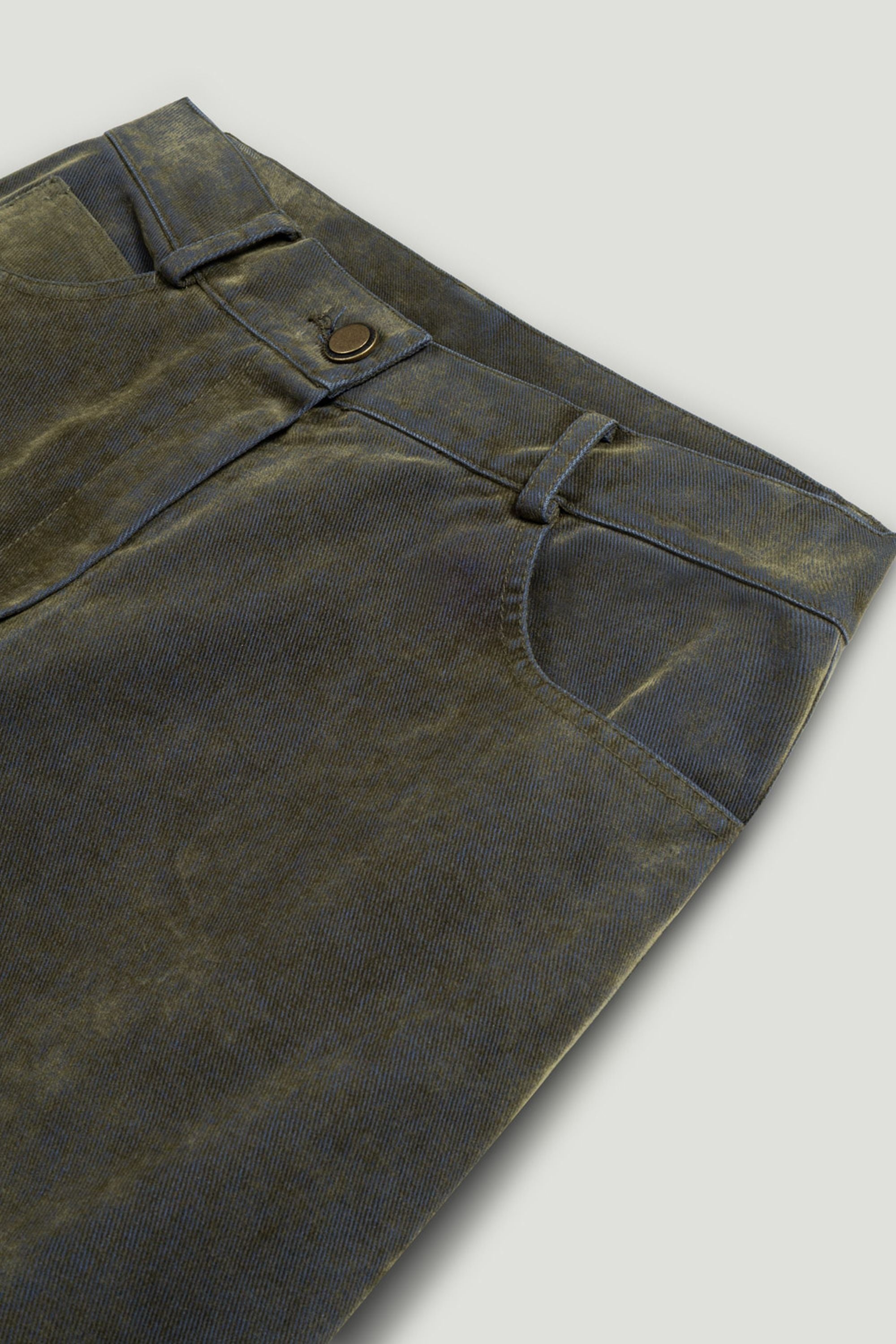 Suede Panel Straight-Leg Pants