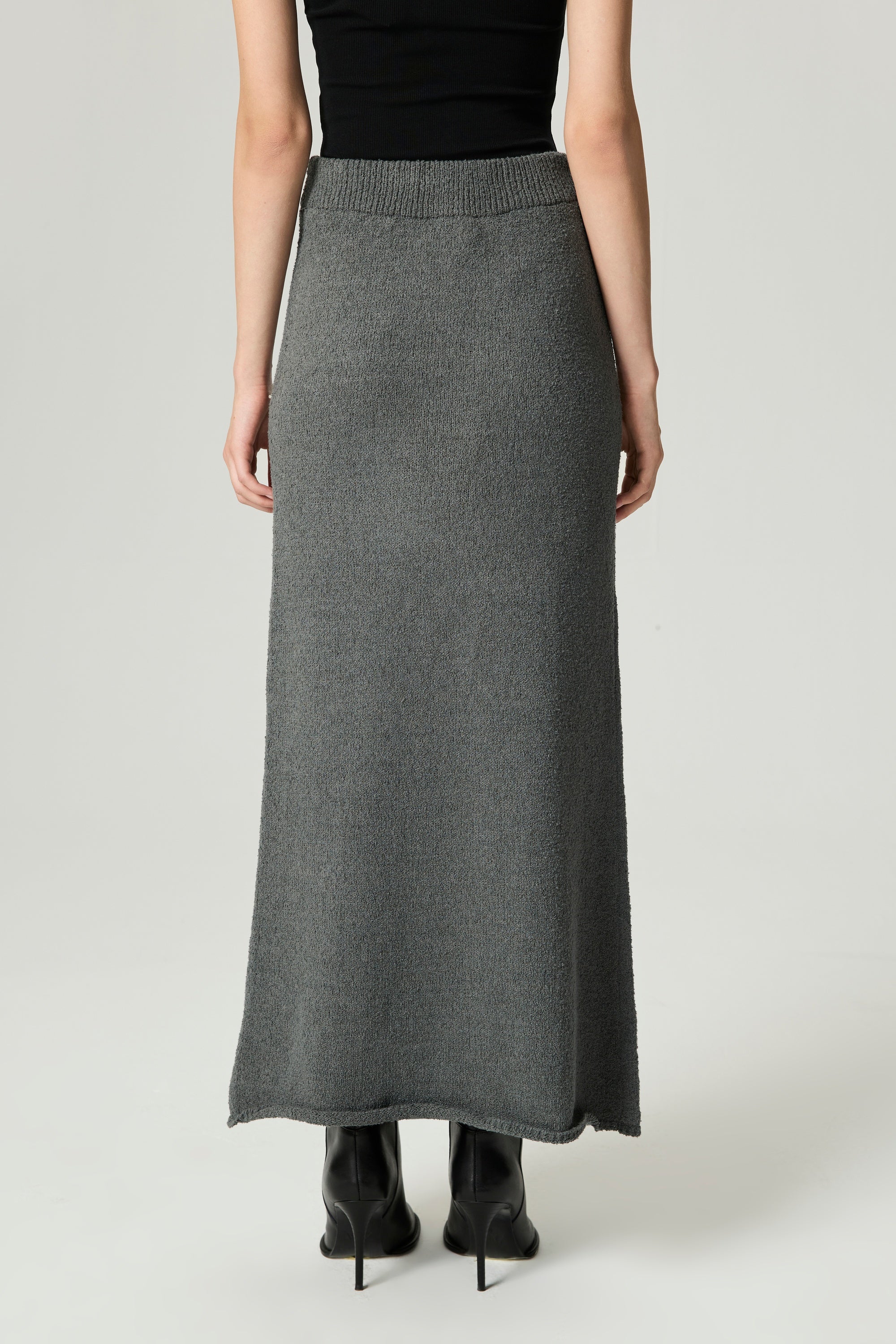 Embellished Ribbed Knit Maxi Skirt