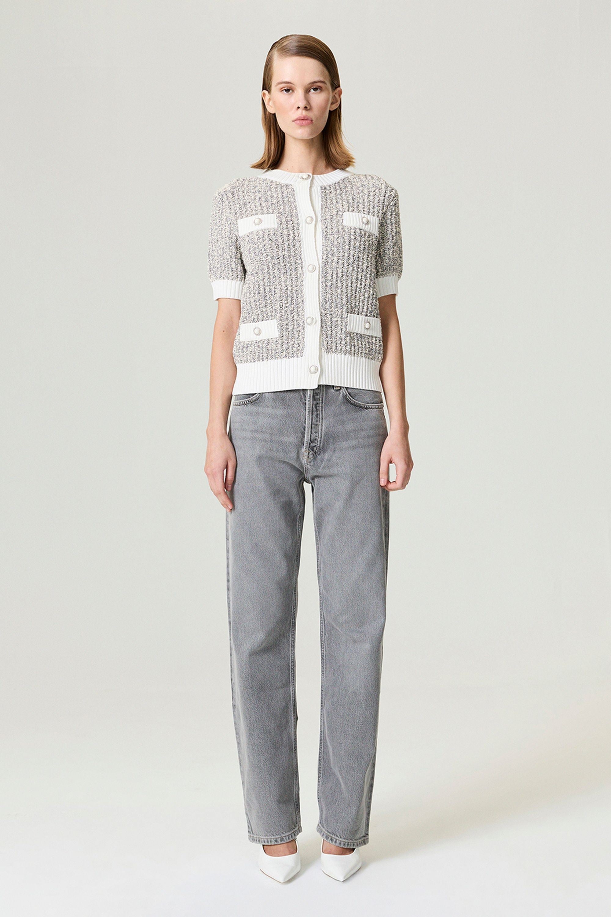 Button-Embellished Knit Top