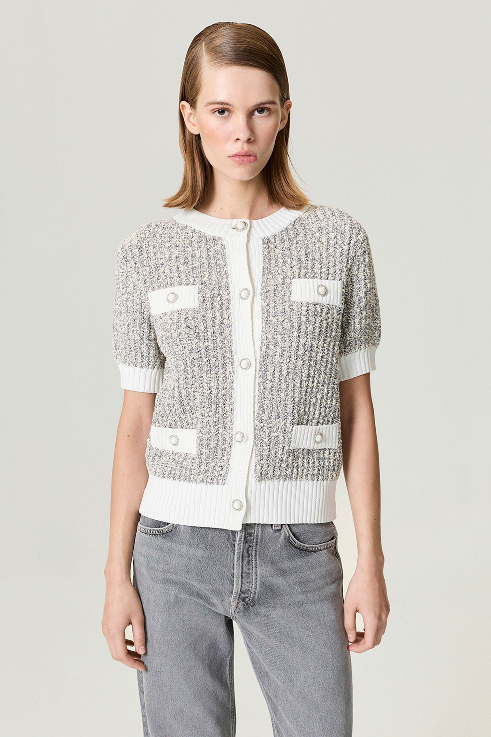 Button-Embellished Knit Top