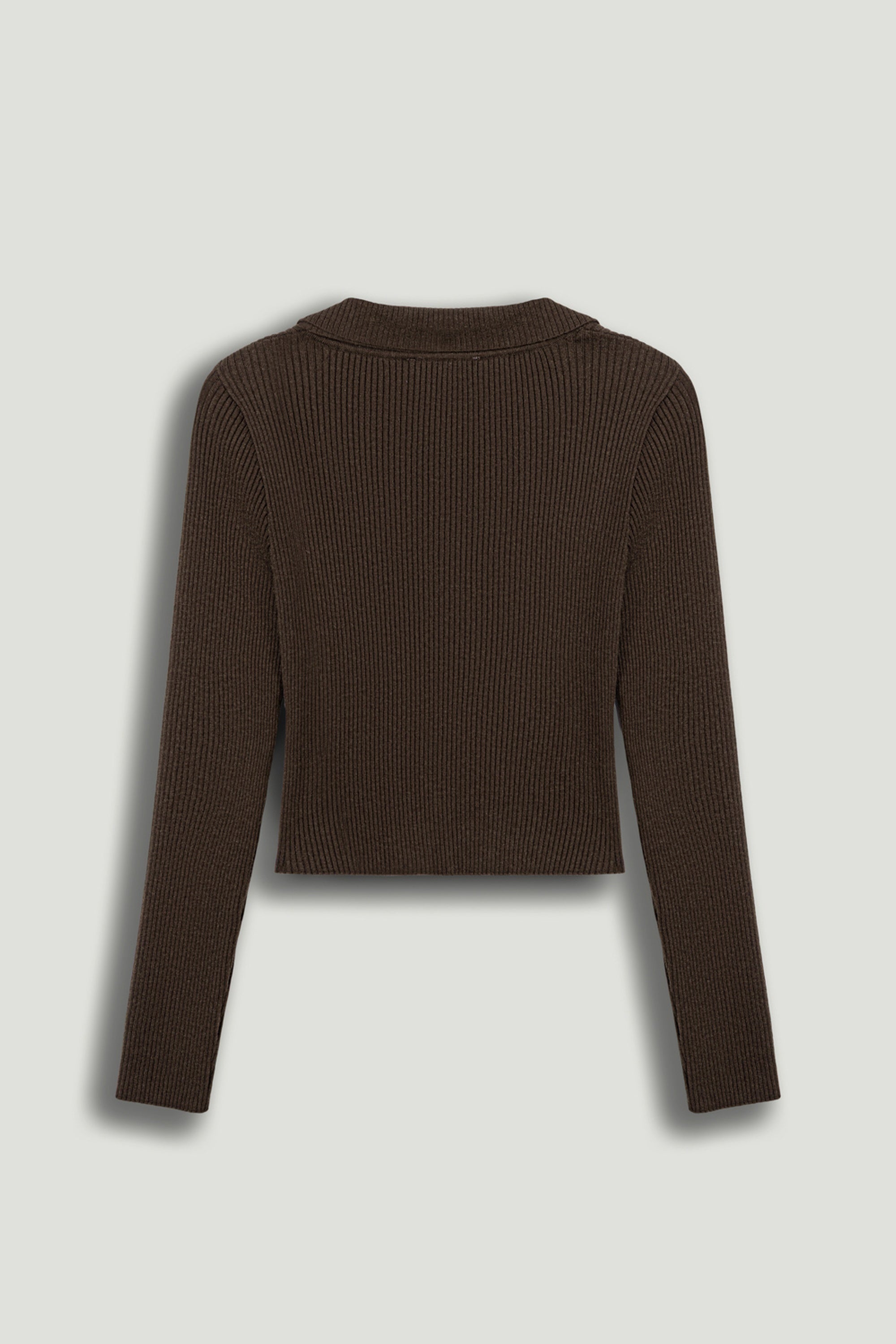 Zip-Front Ribbed Knit Top