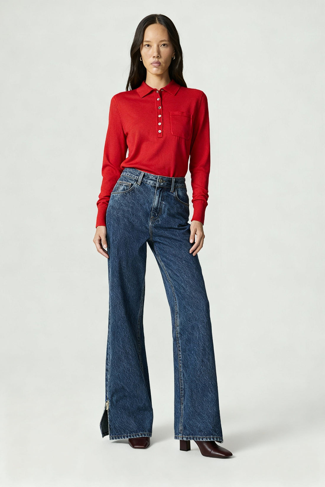 Relaxed Polo Knit Sweater