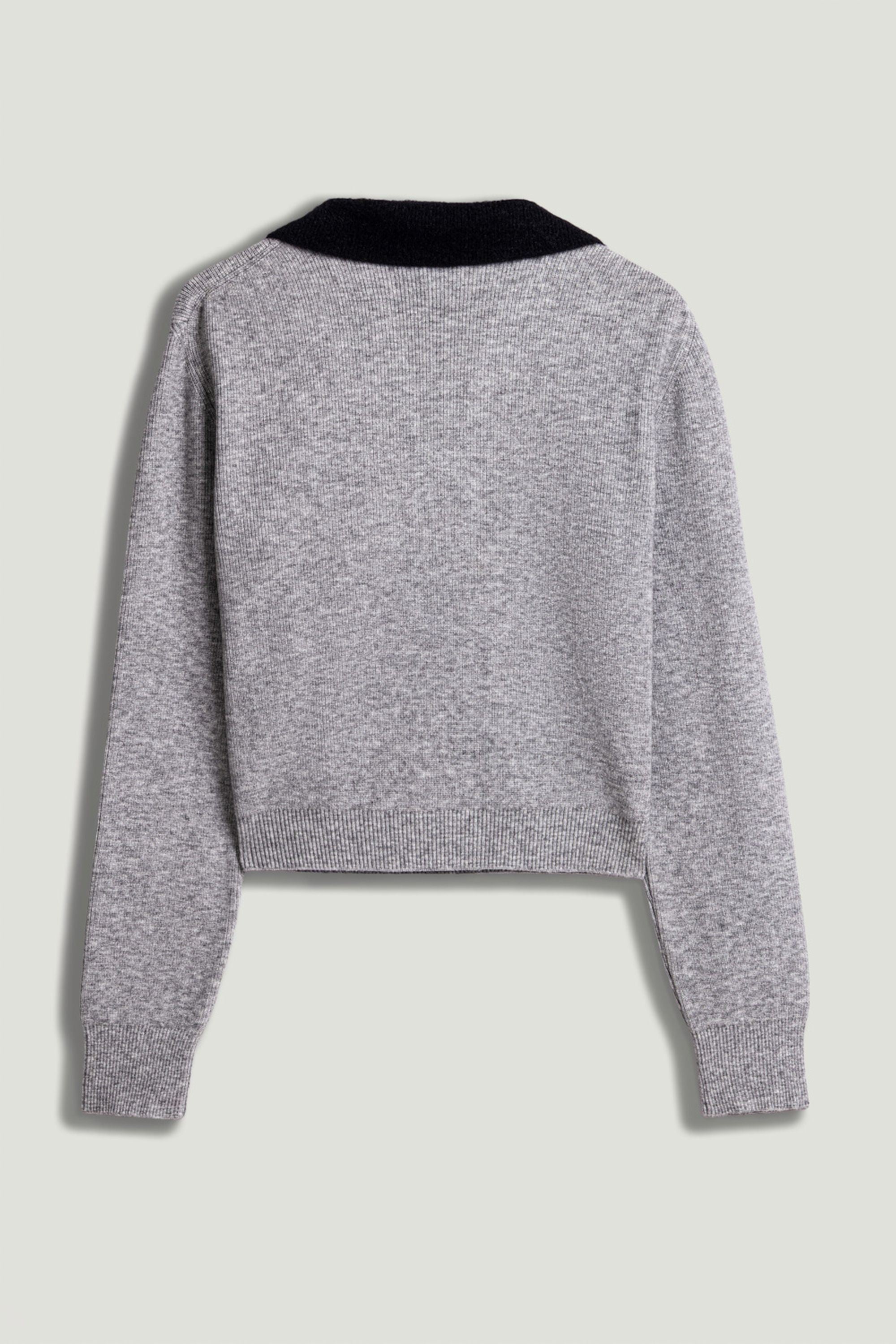Contrast Collar Keyhole Knit Sweater