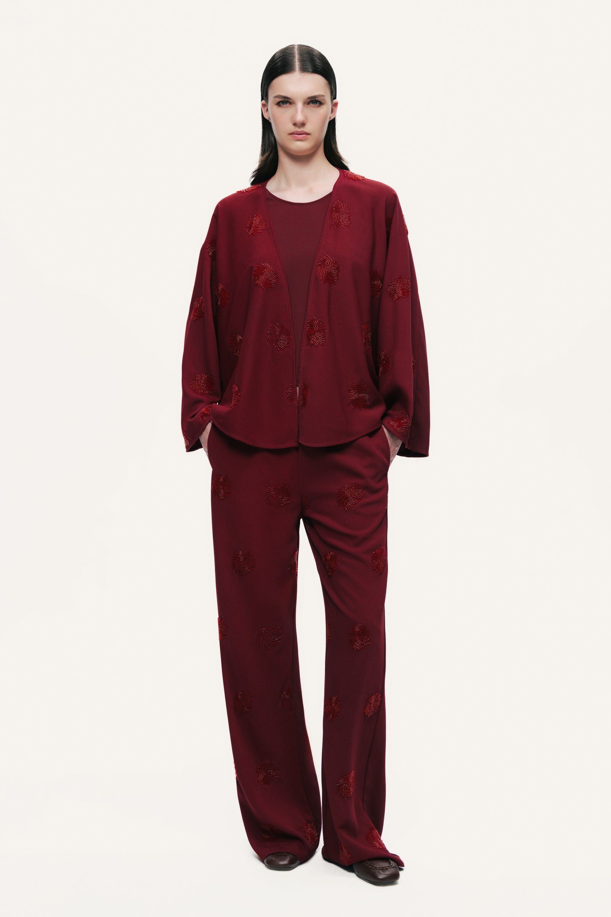 Beaded Open-Front Kimono