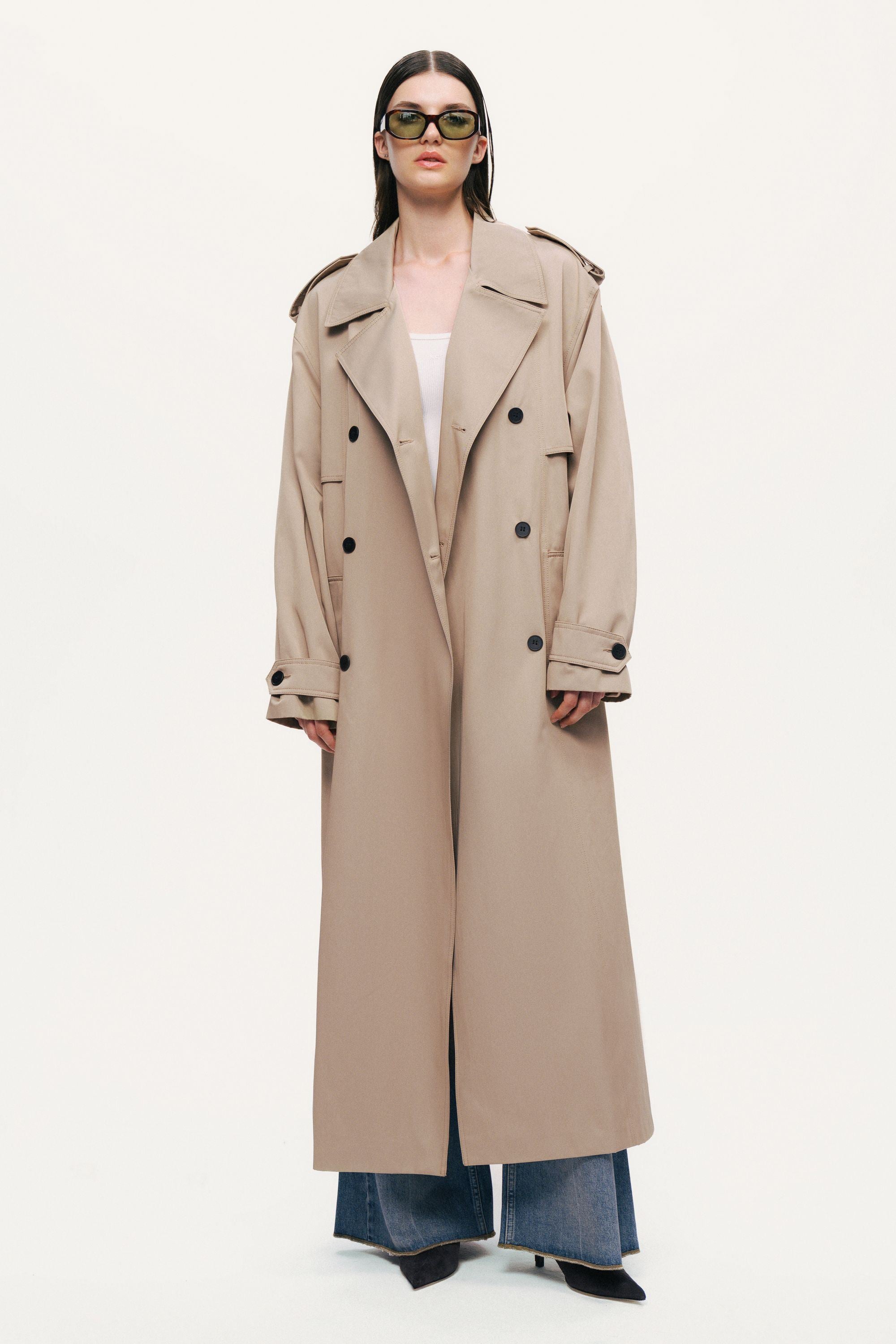 Oversized Double-Breasted Trench Coat
