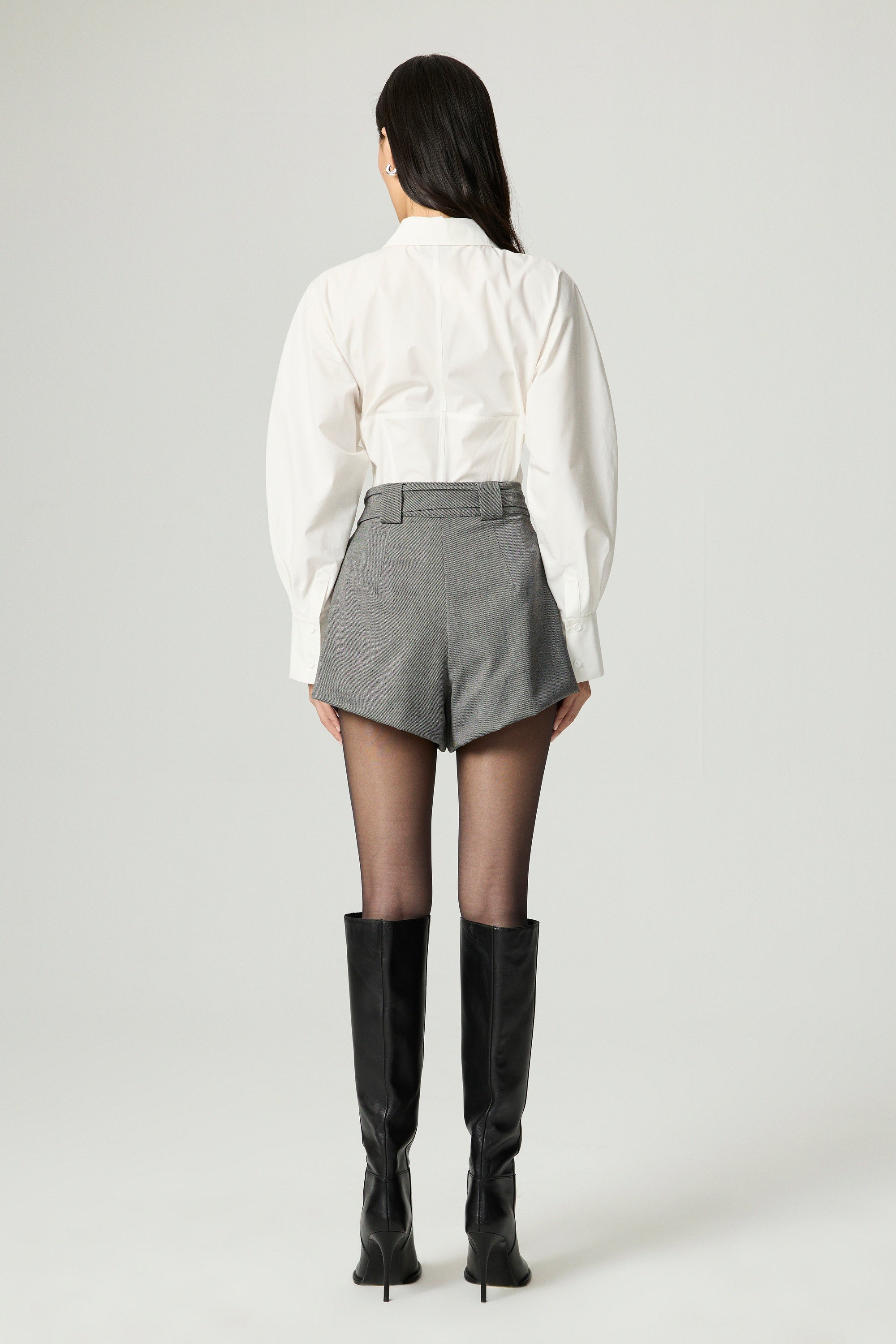 Belted High-Waist Mini Shorts