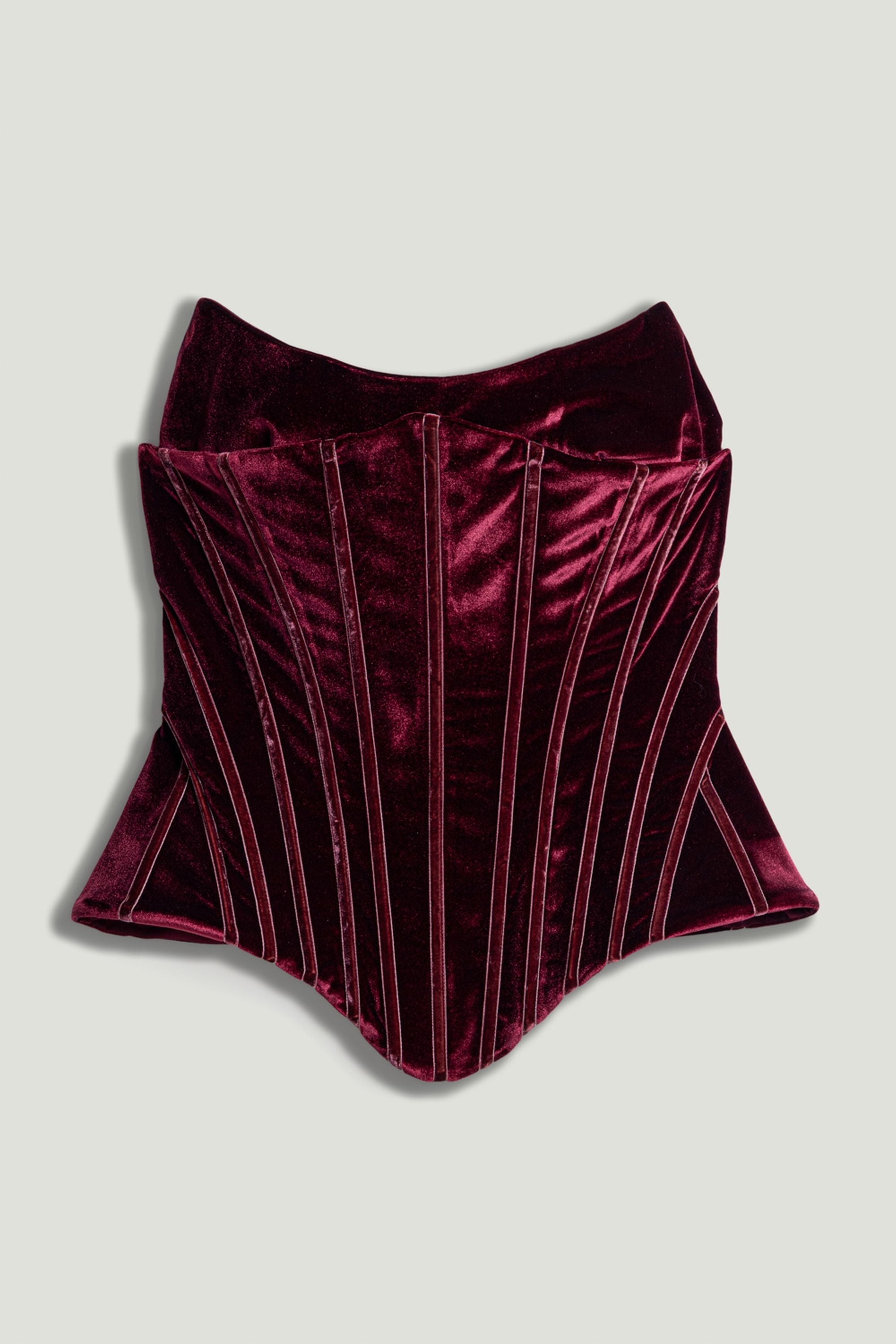 Structured Velvet Strapless Bustier