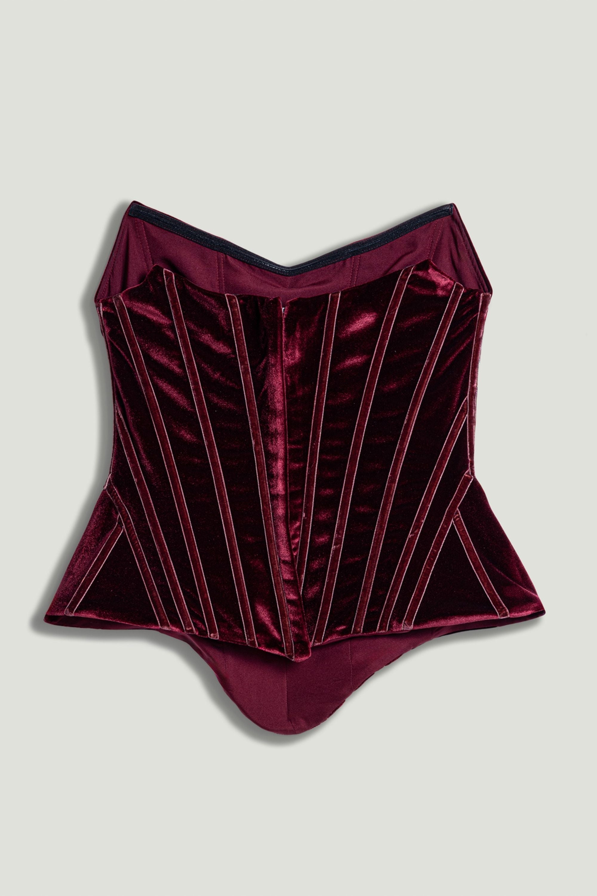 Structured Velvet Strapless Bustier