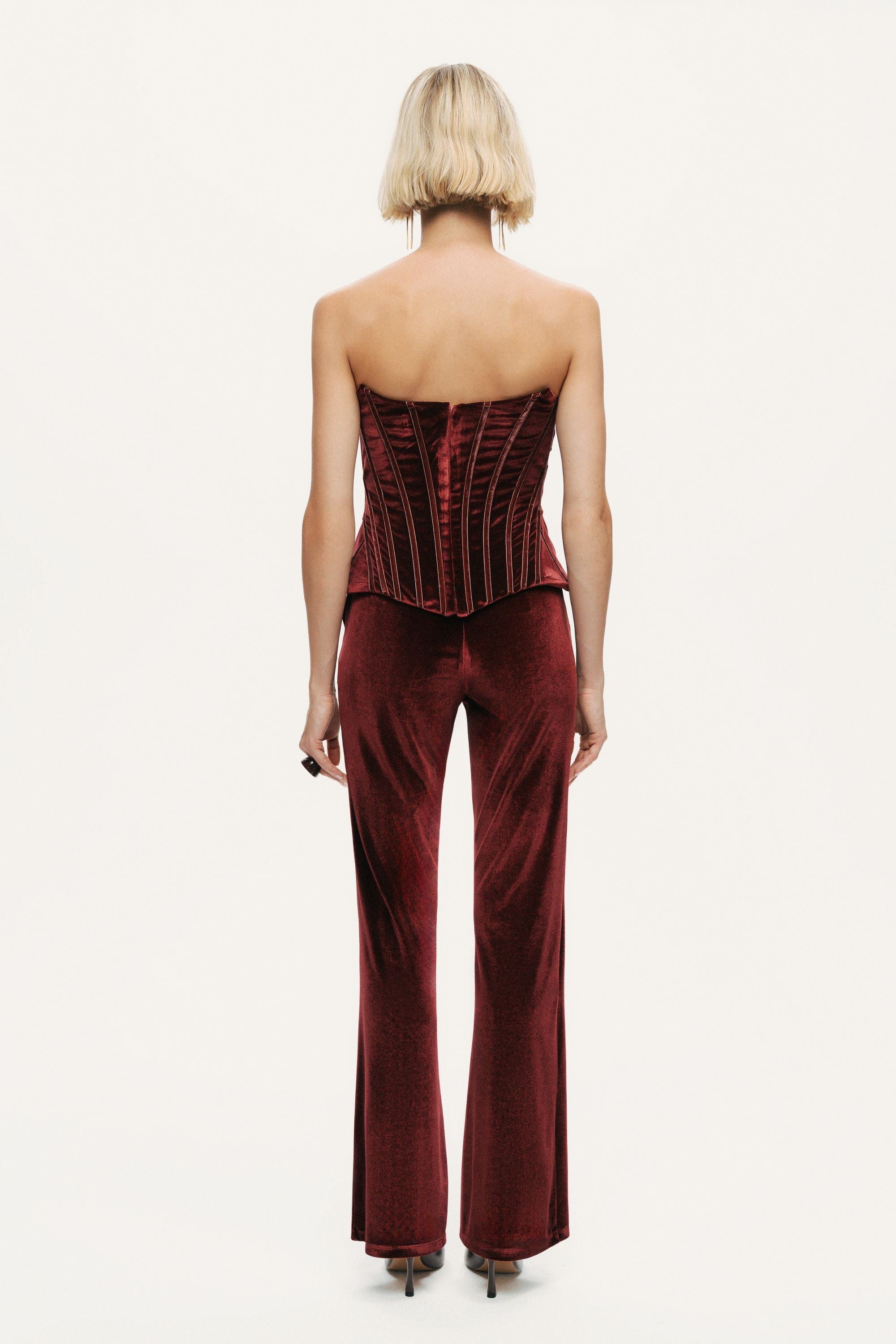 Structured Velvet Strapless Bustier