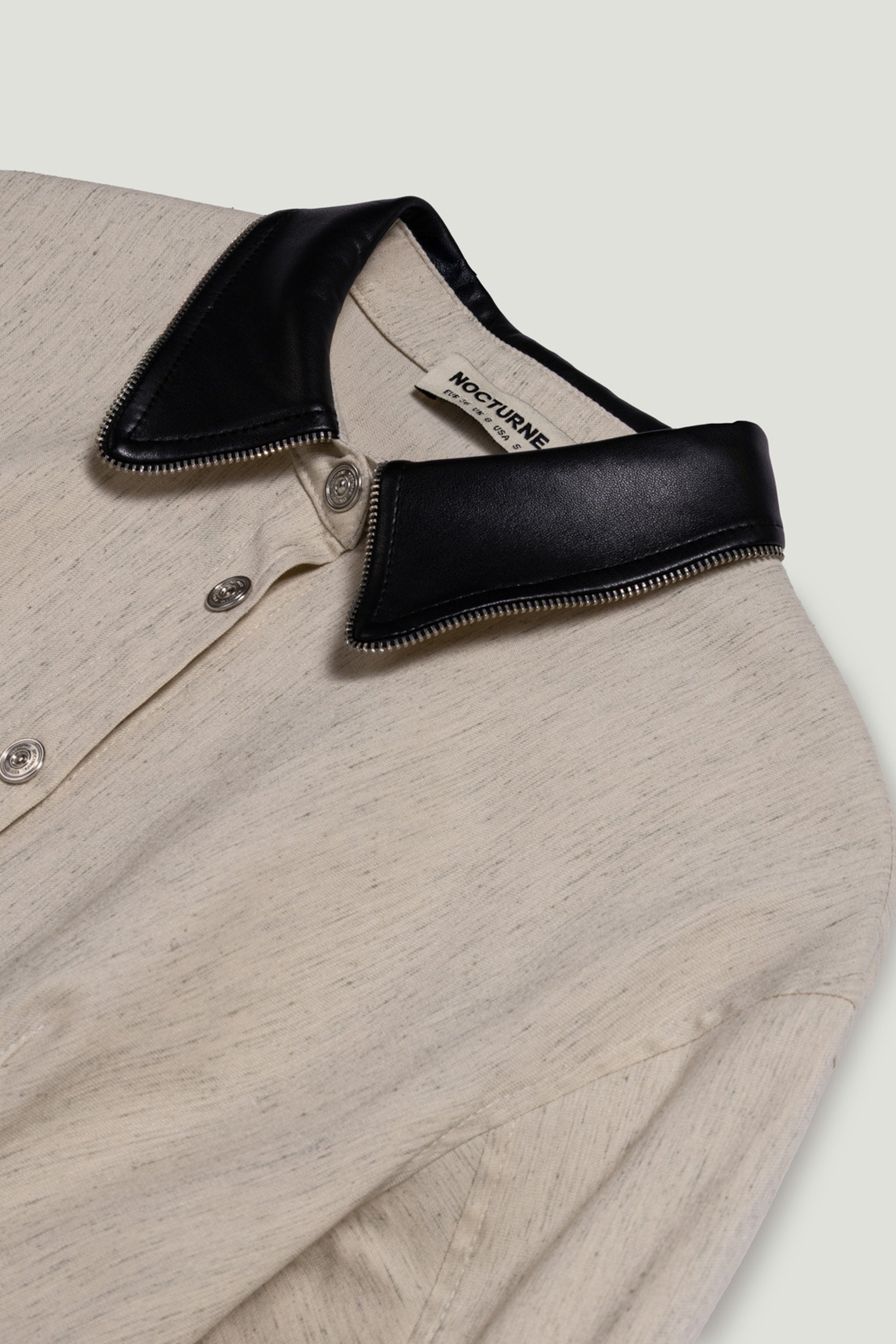 Contrast Collar Balloon-Sleeve Shirt