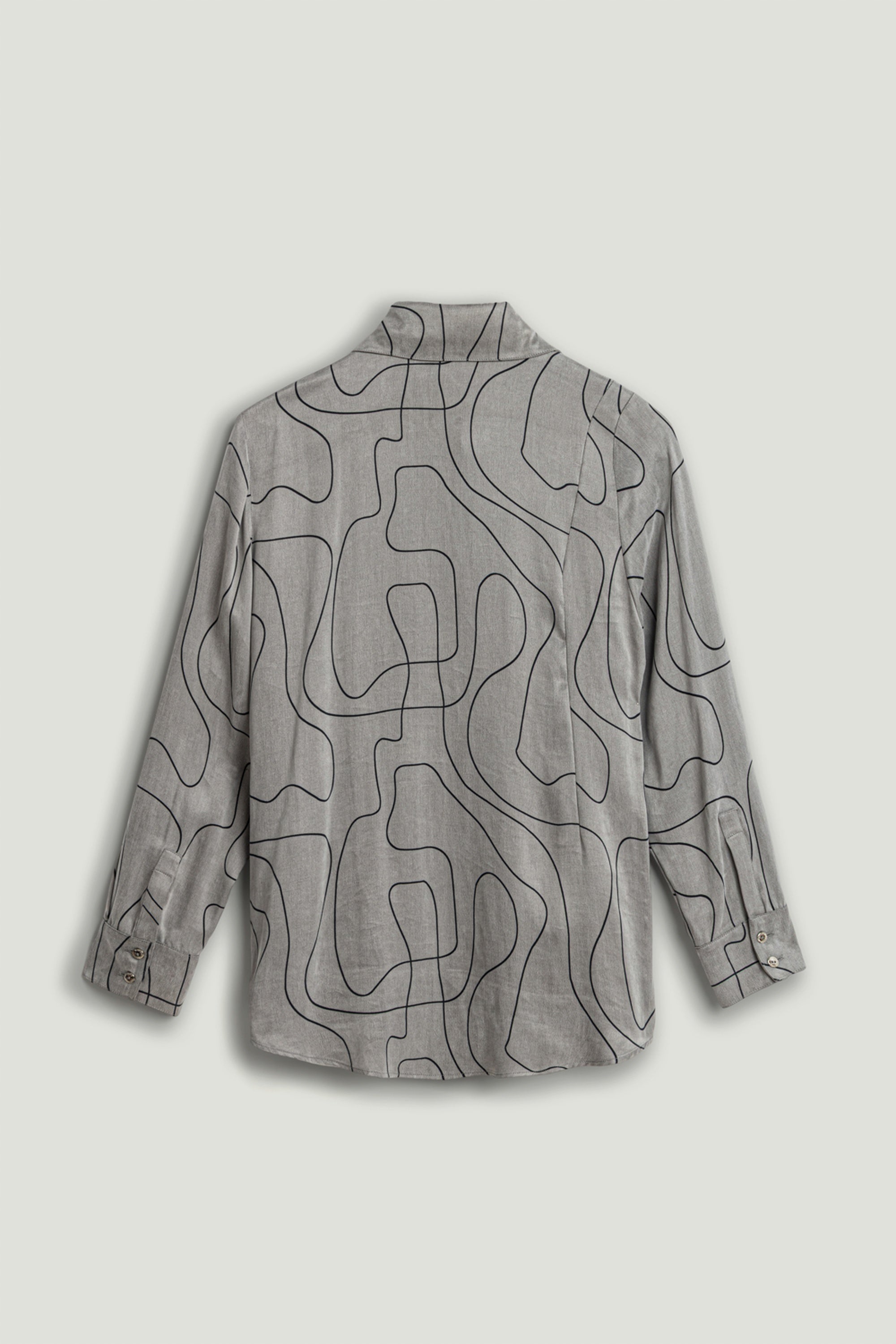 Printed Draped Long Sleeve Shirt
